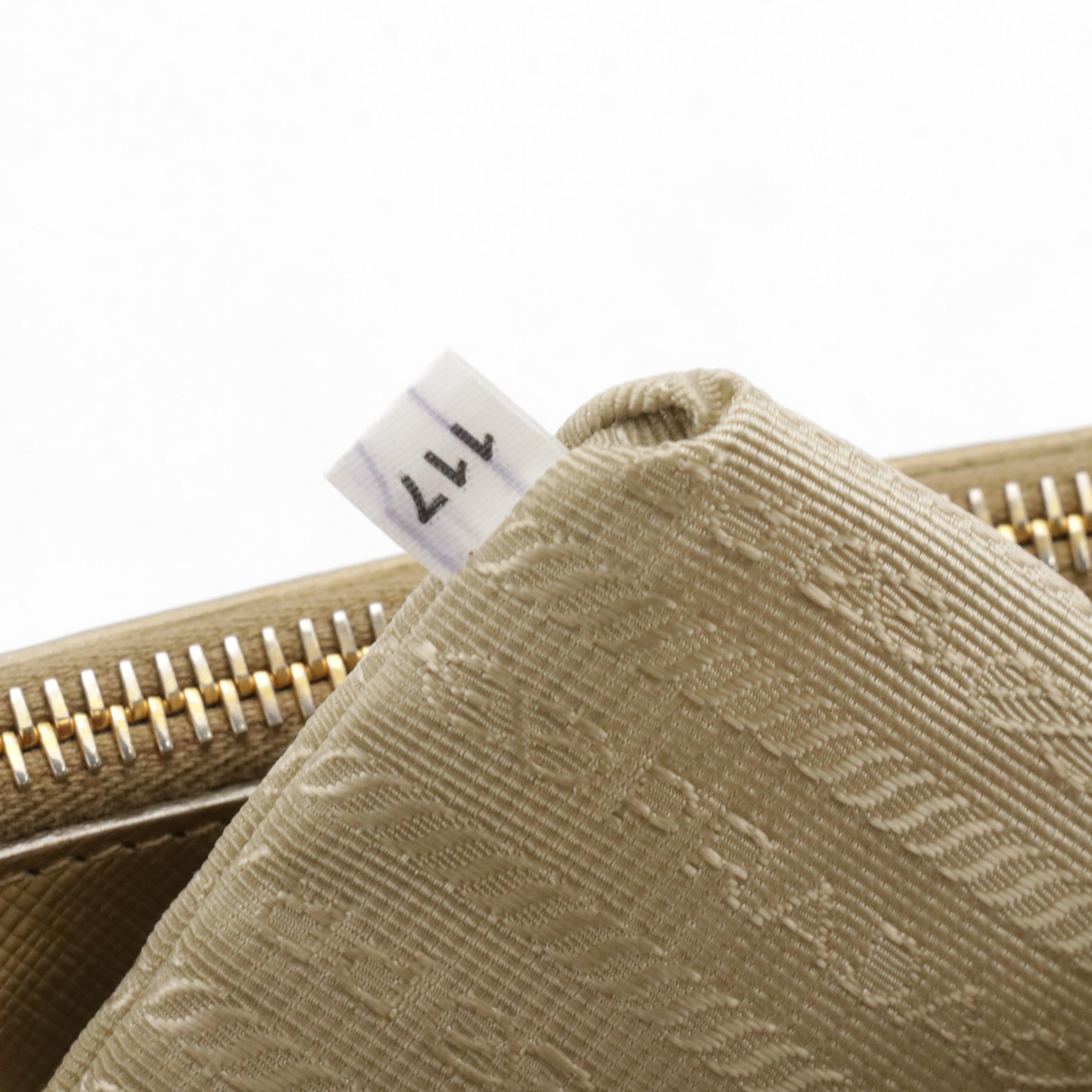 Prada Metallic Gold Saffiano Leather Small Double Zip Galleria Two-Way Tote