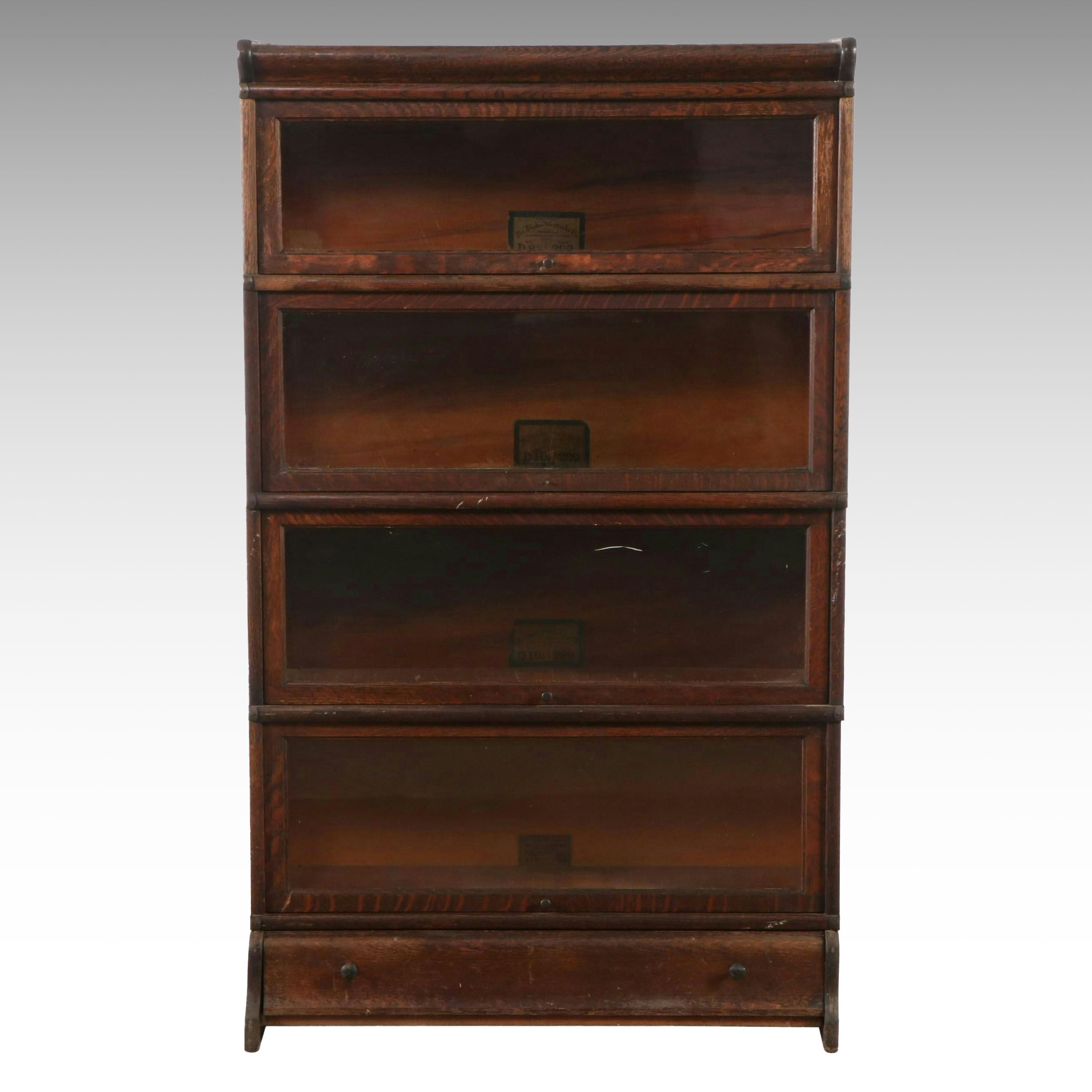 Globe-Wernicke Oak Four-Shelf Barrister's Bookcase, Early 20th Century