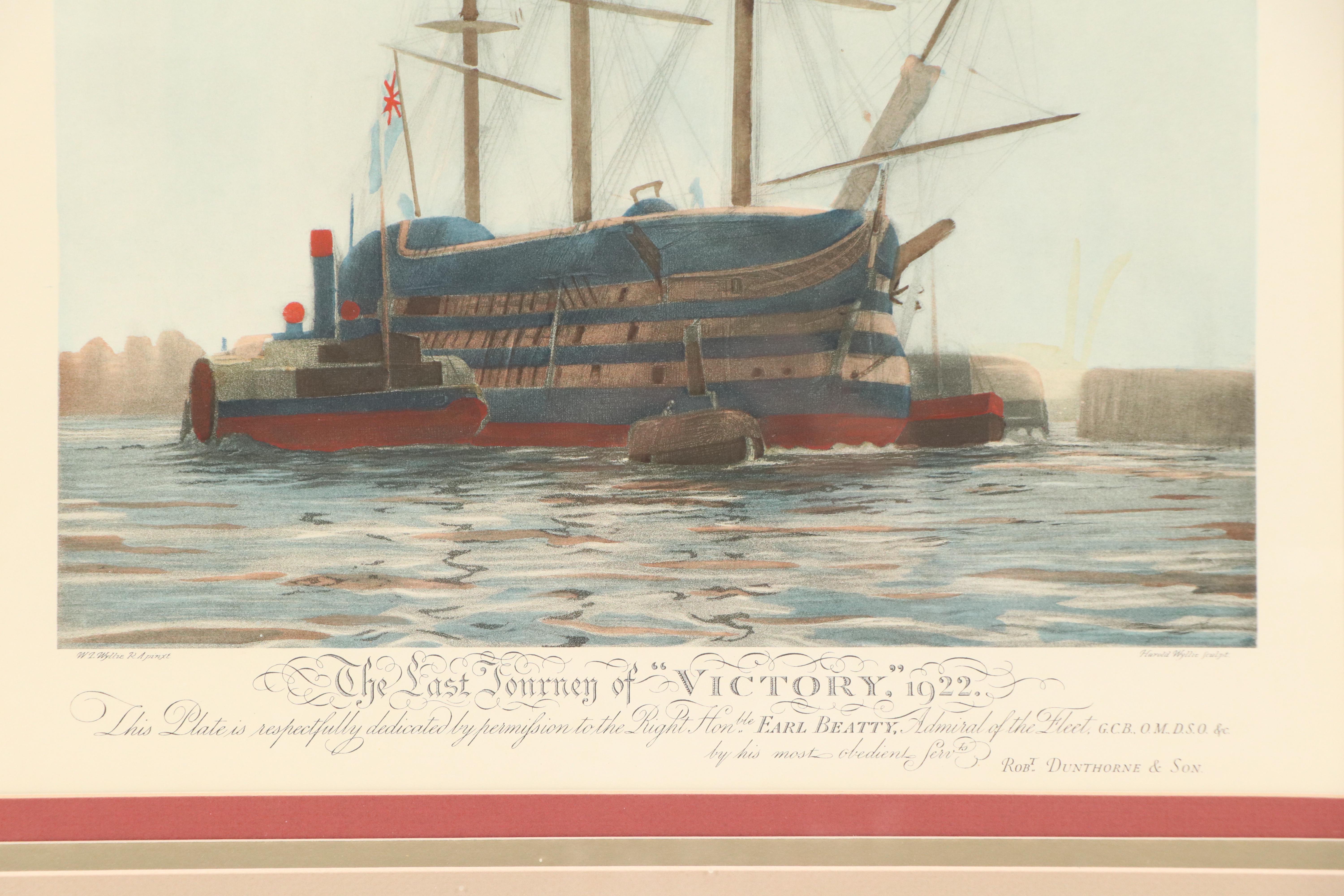 Hand-Painted Lithograph After W. L. Wyllie "The Last Journey of Victory," 1922