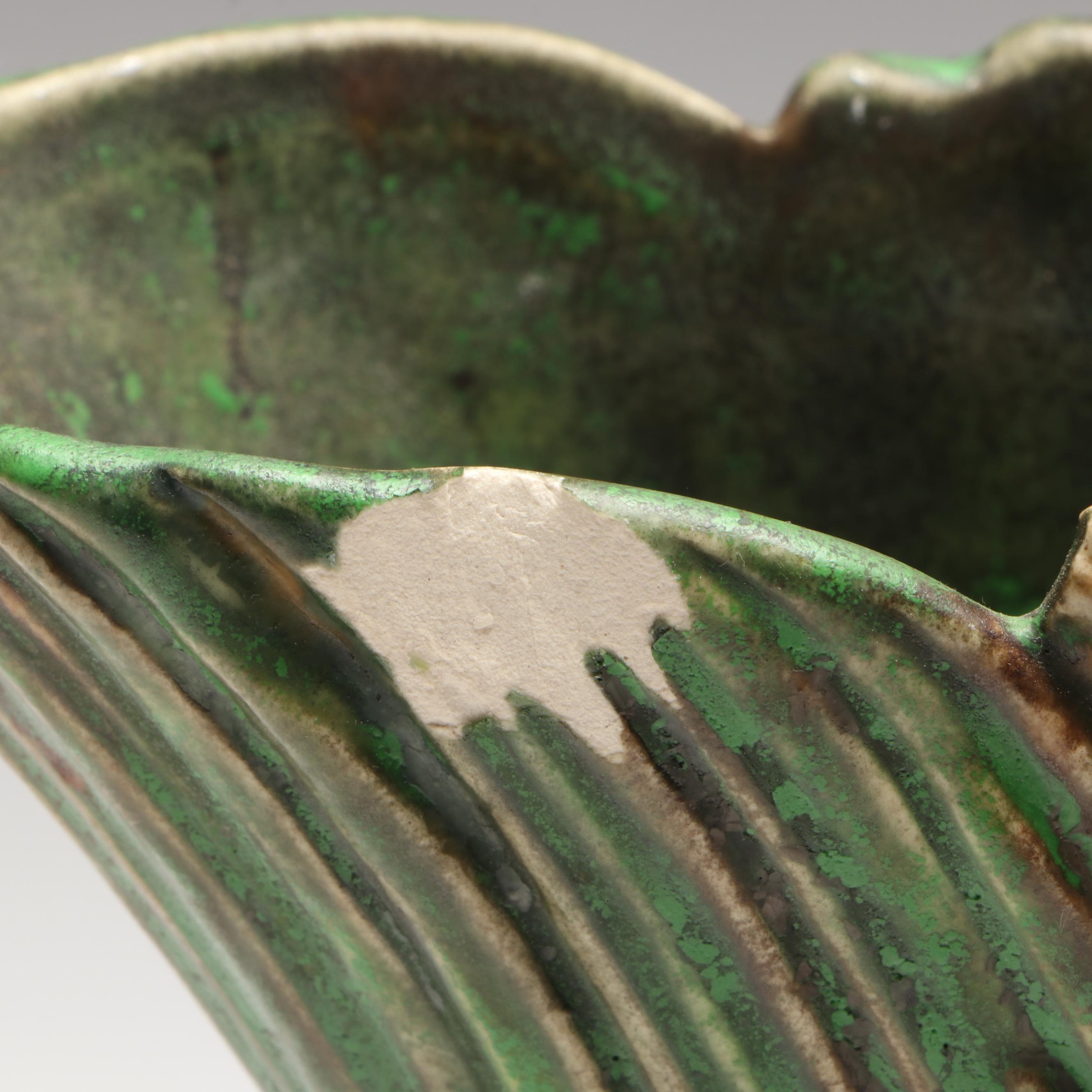 Weller Pottery Coppertone Frog Base Fan Vase