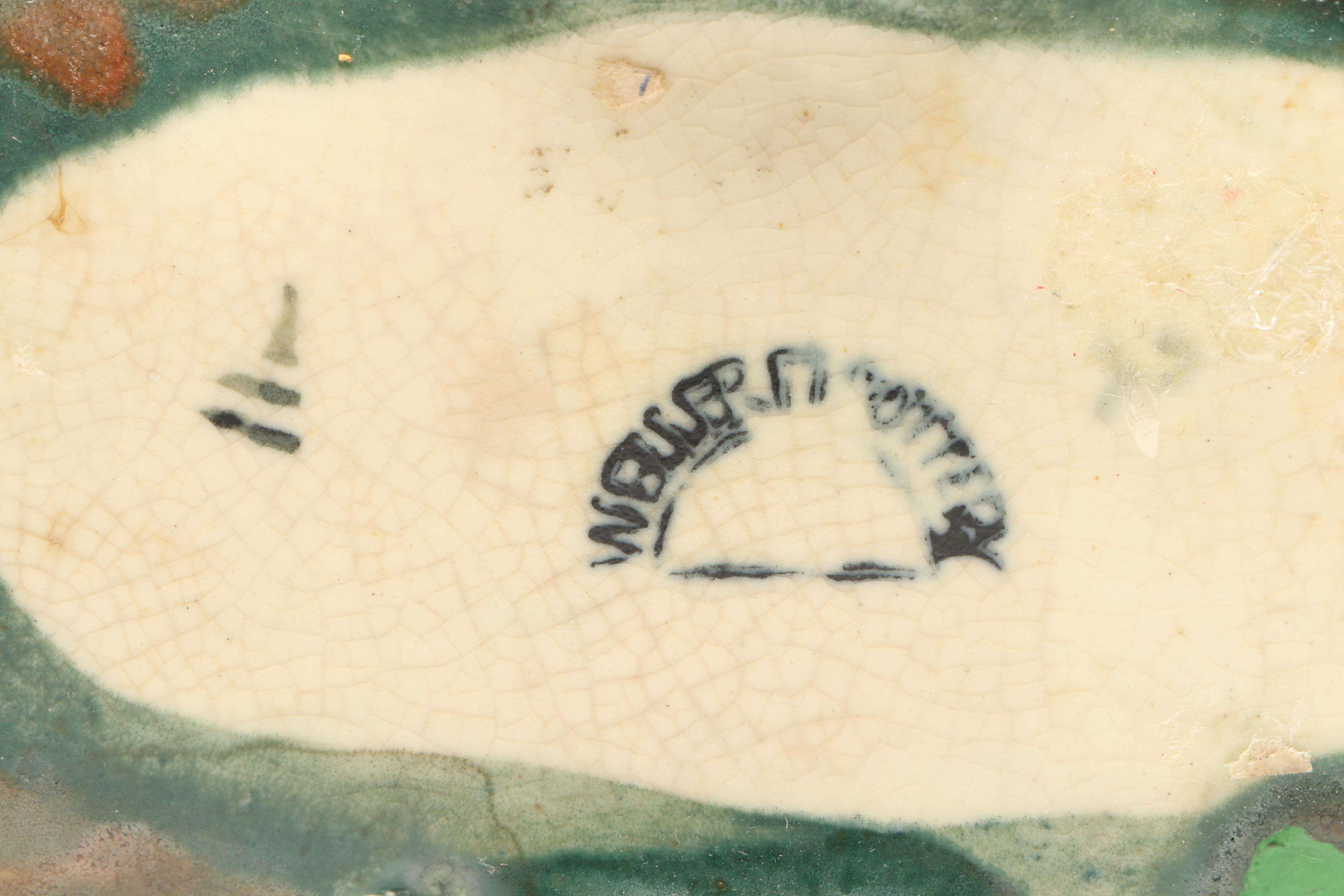 Weller Pottery Coppertone Frog Base Fan Vase