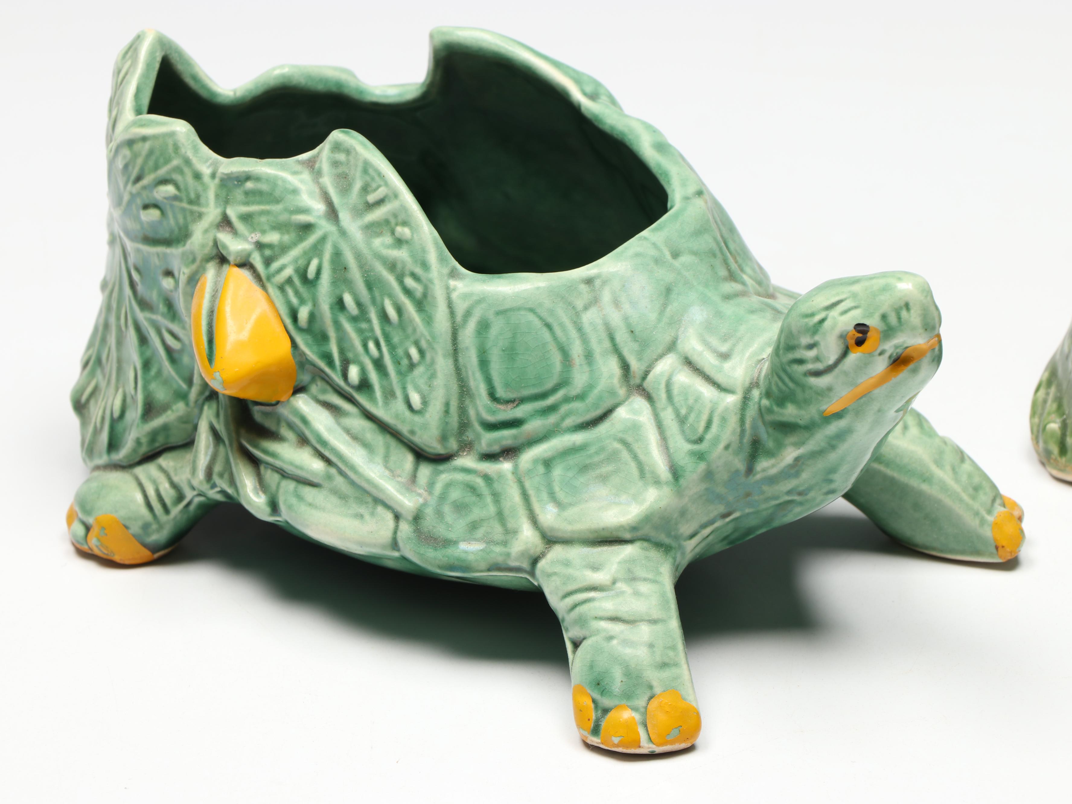 McCoy Pottery Green Turtle Planters