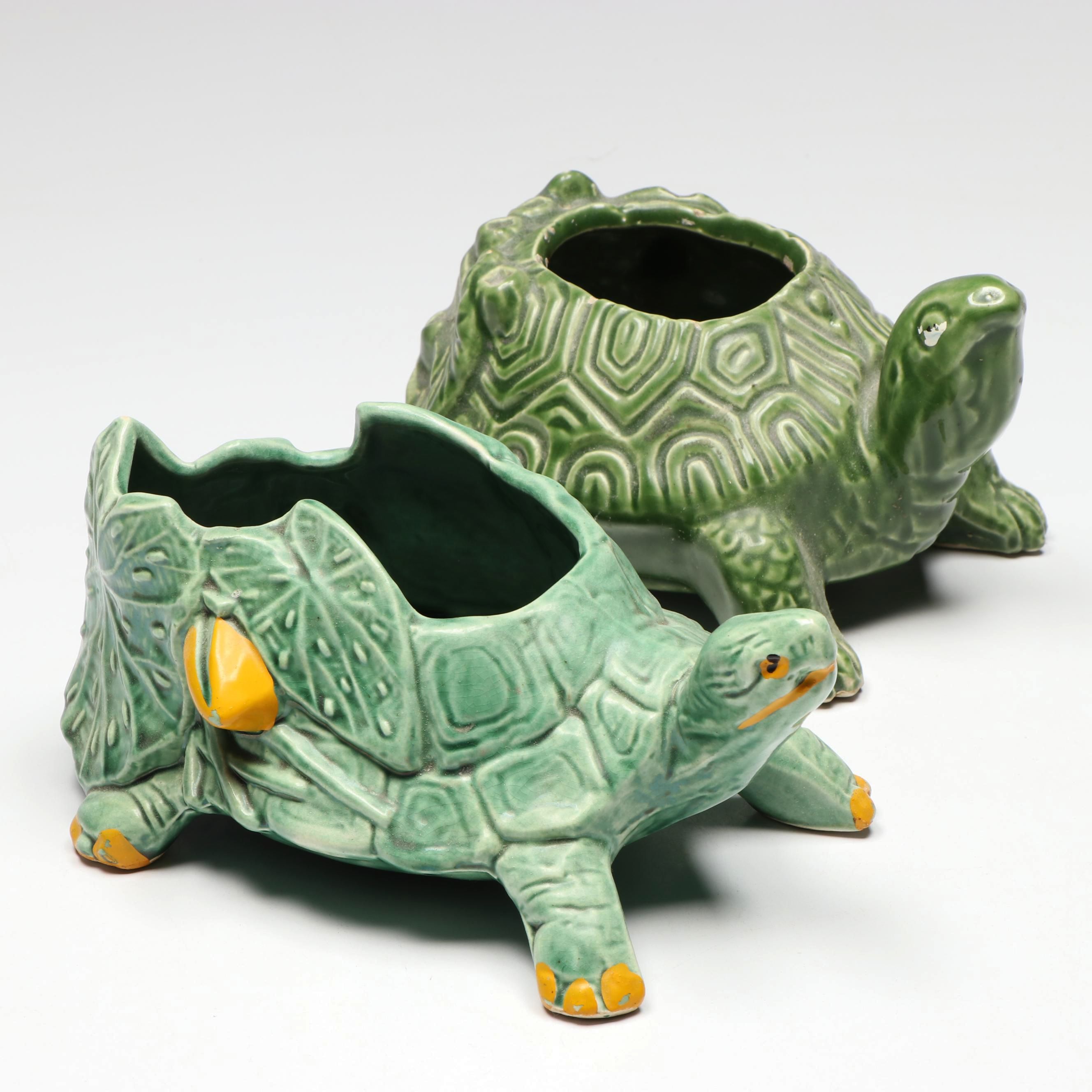 McCoy Pottery Green Turtle Planters