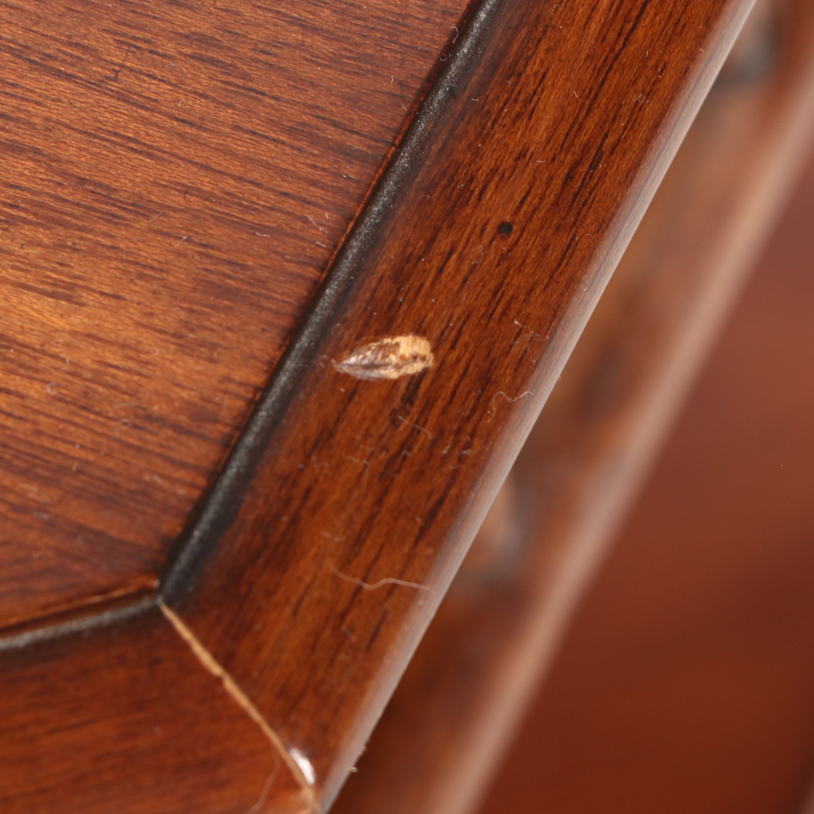 Rattan and Mahogany Side Table