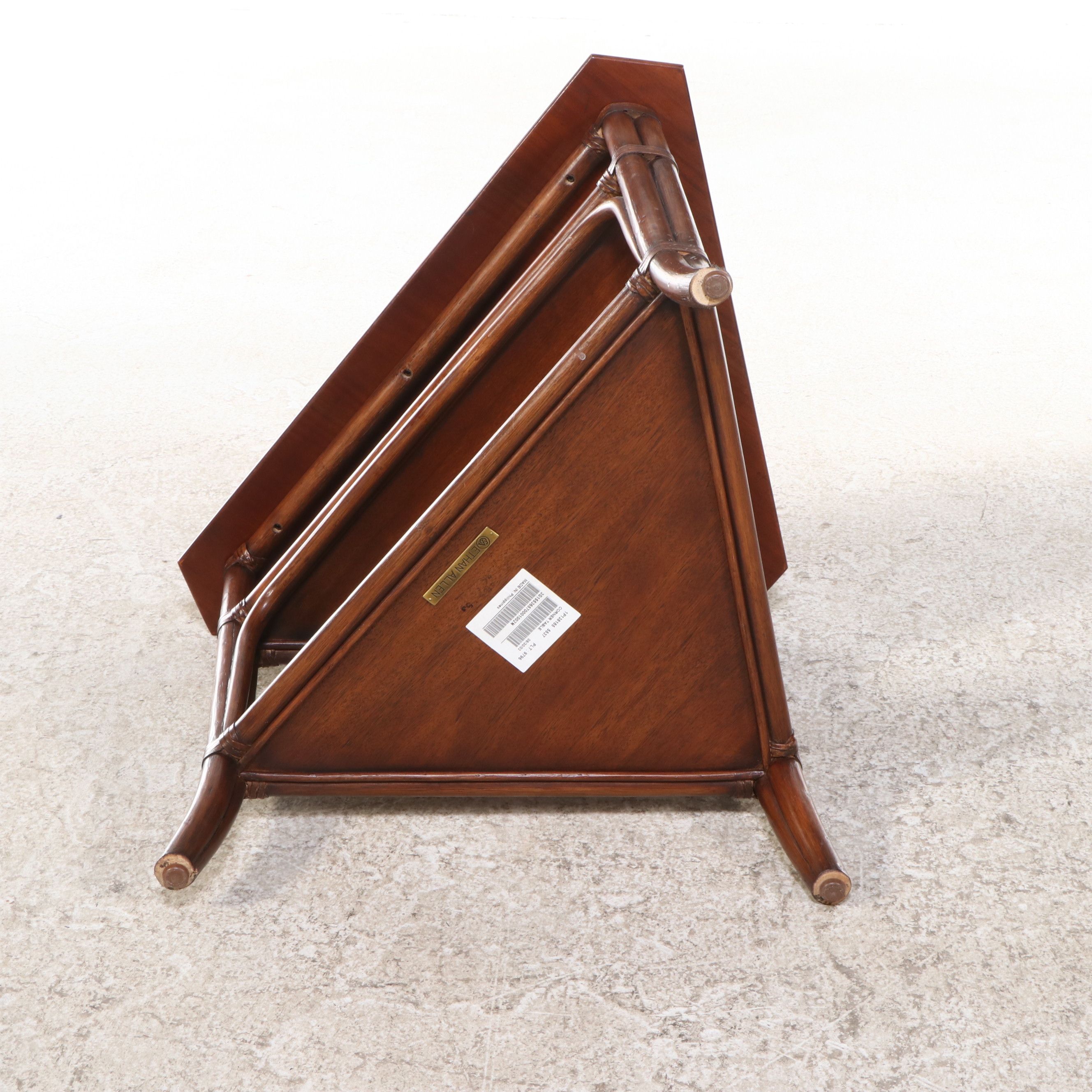 Rattan and Mahogany Side Table