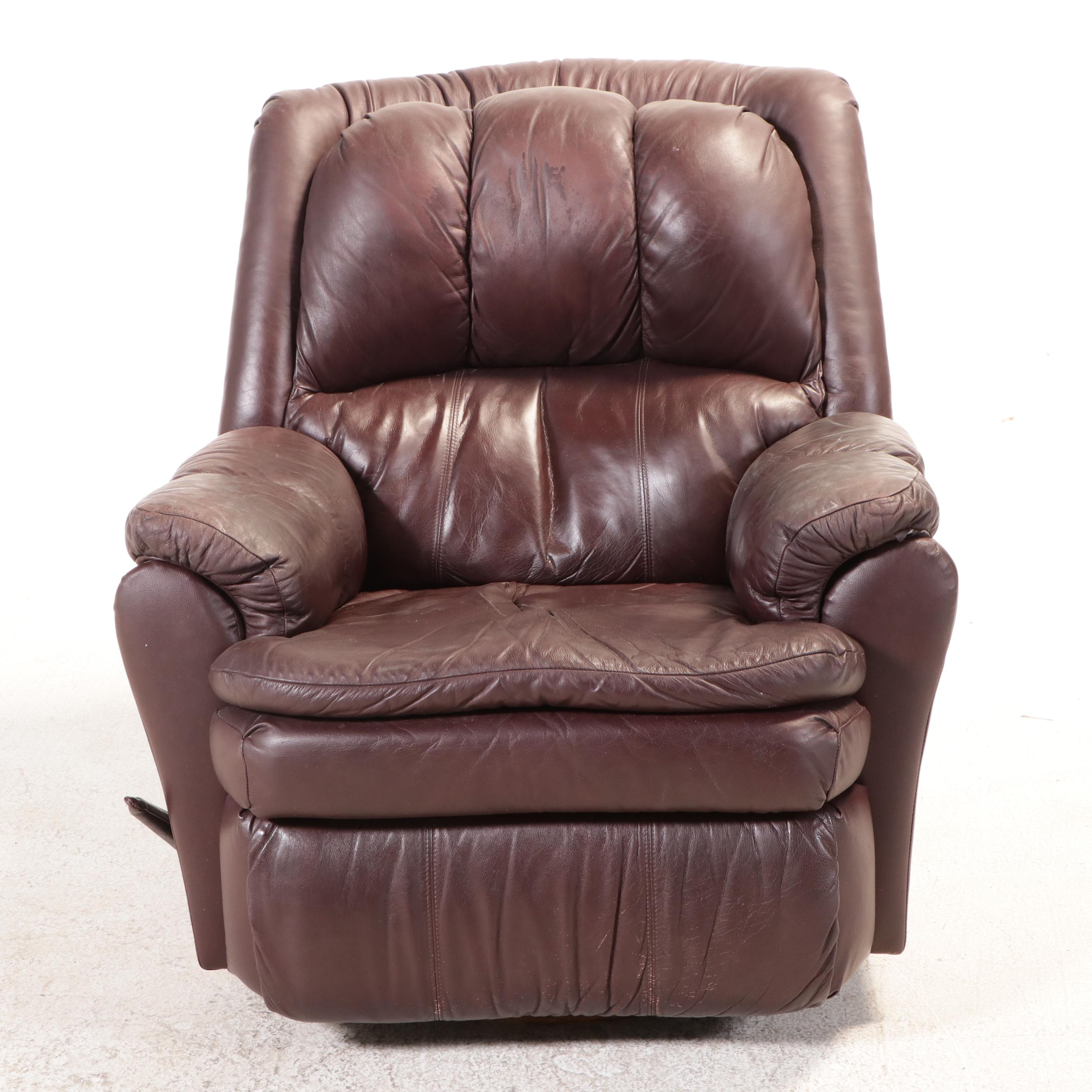 Pair of Faux Leather Swivel Recliners