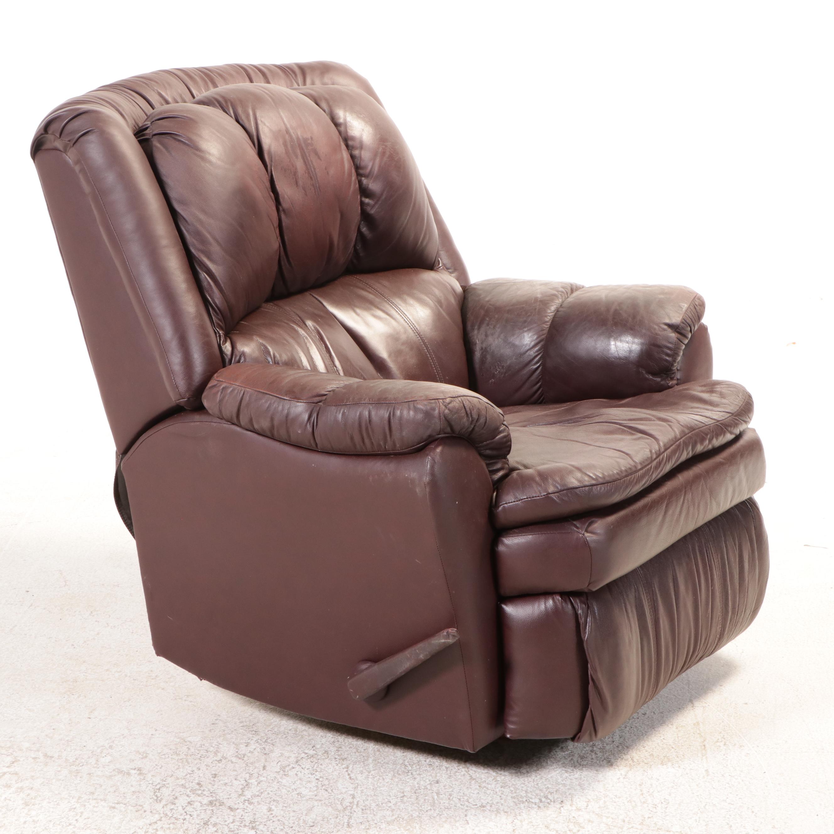 Pair of Faux Leather Swivel Recliners