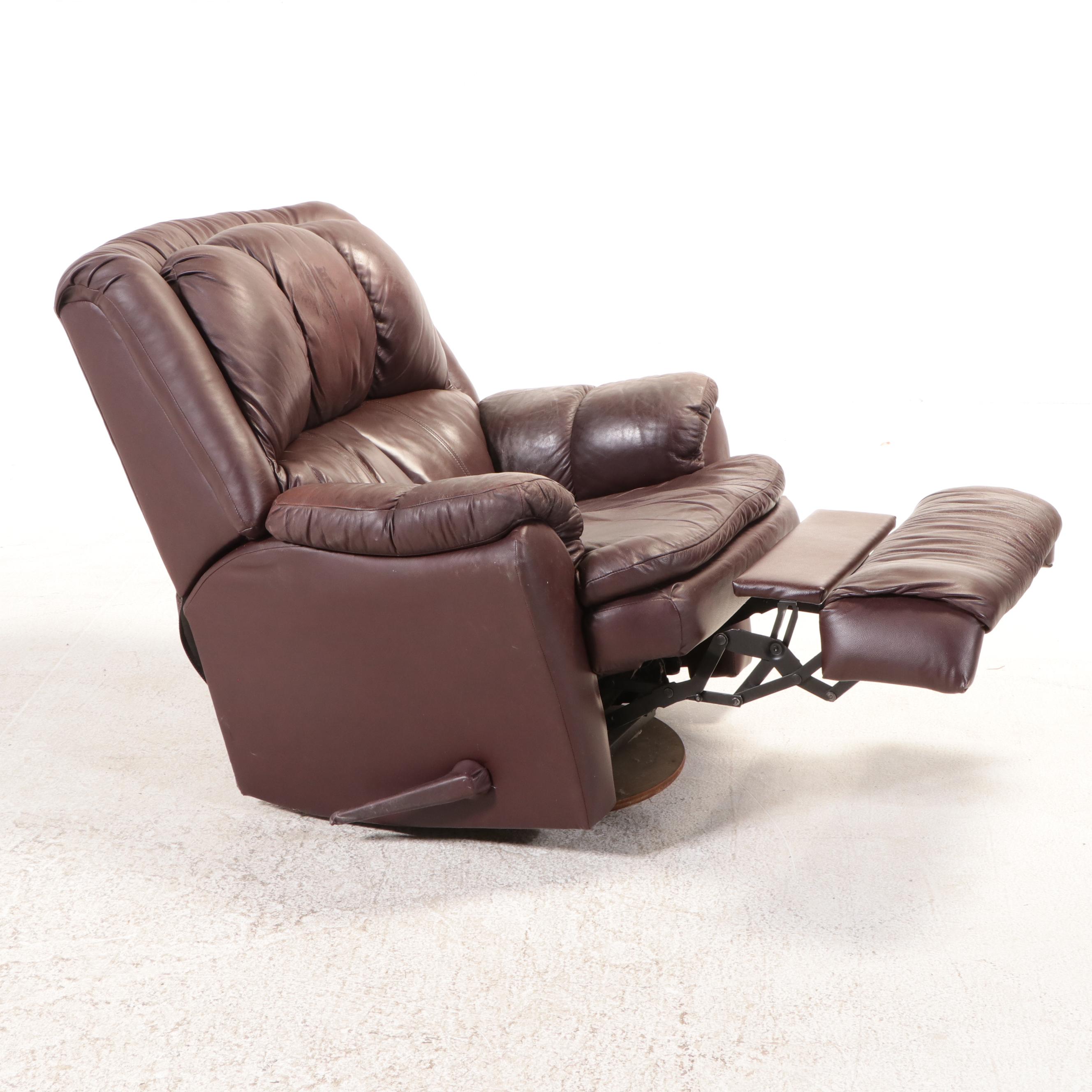Pair of Faux Leather Swivel Recliners