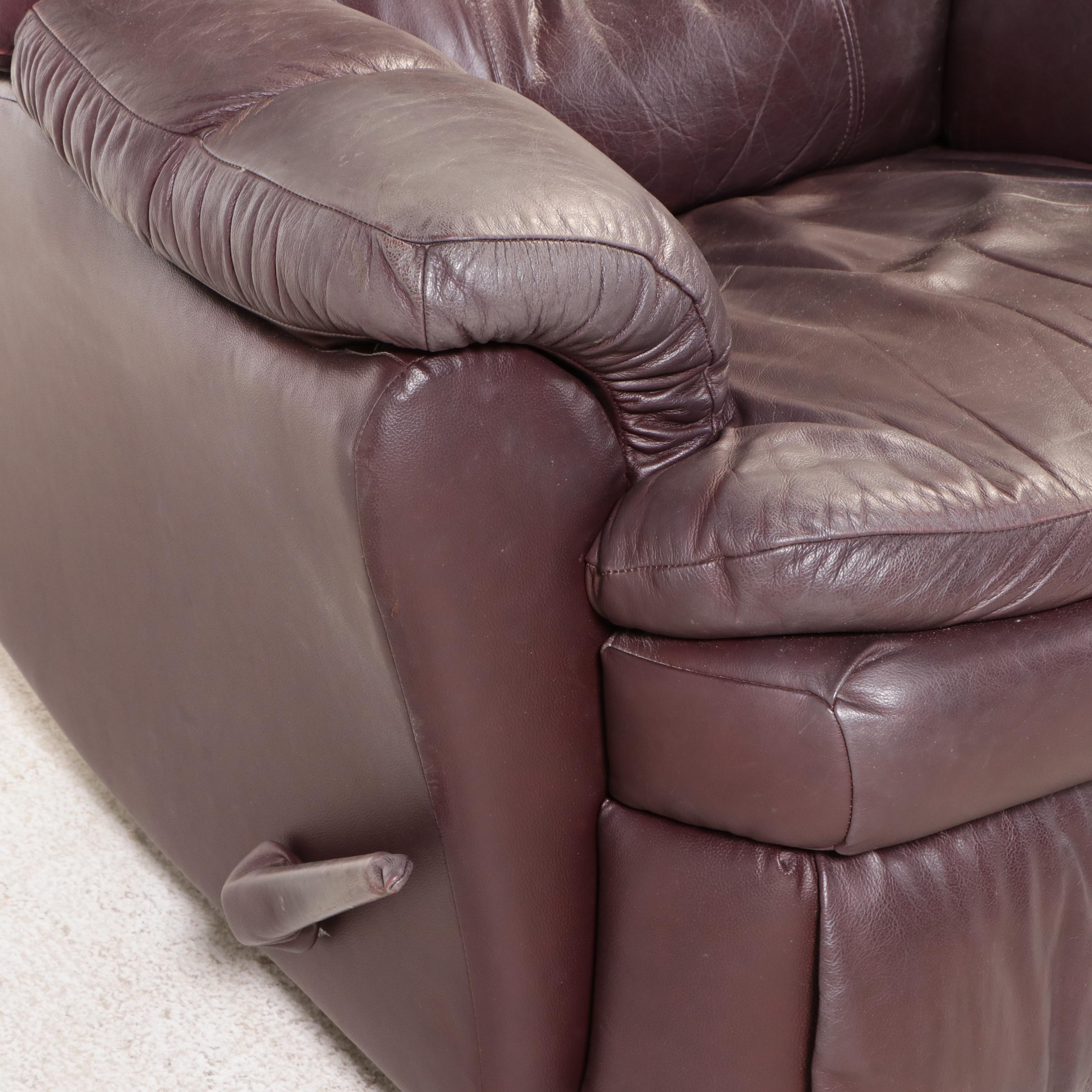 Pair of Faux Leather Swivel Recliners