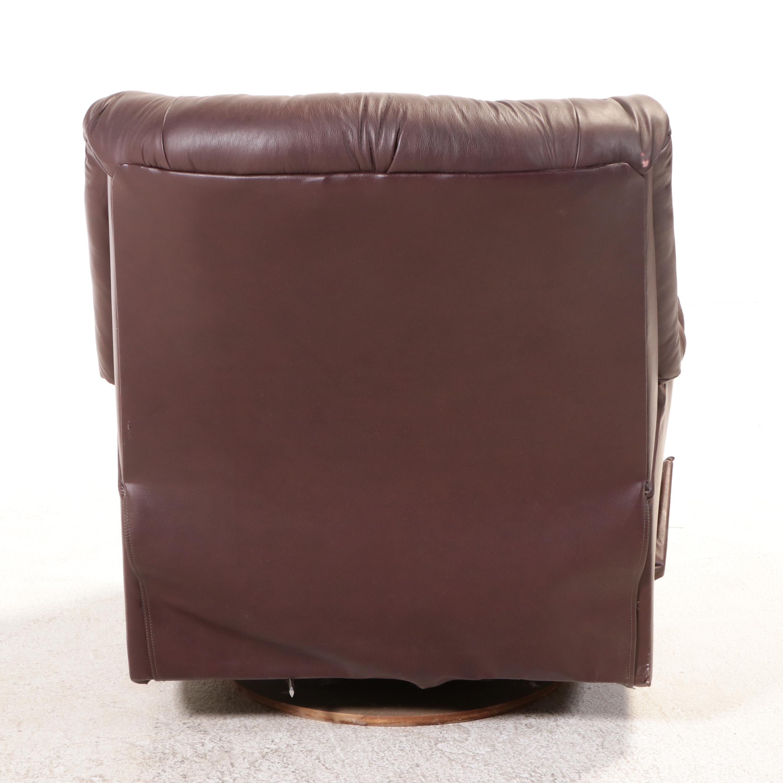 Pair of Faux Leather Swivel Recliners