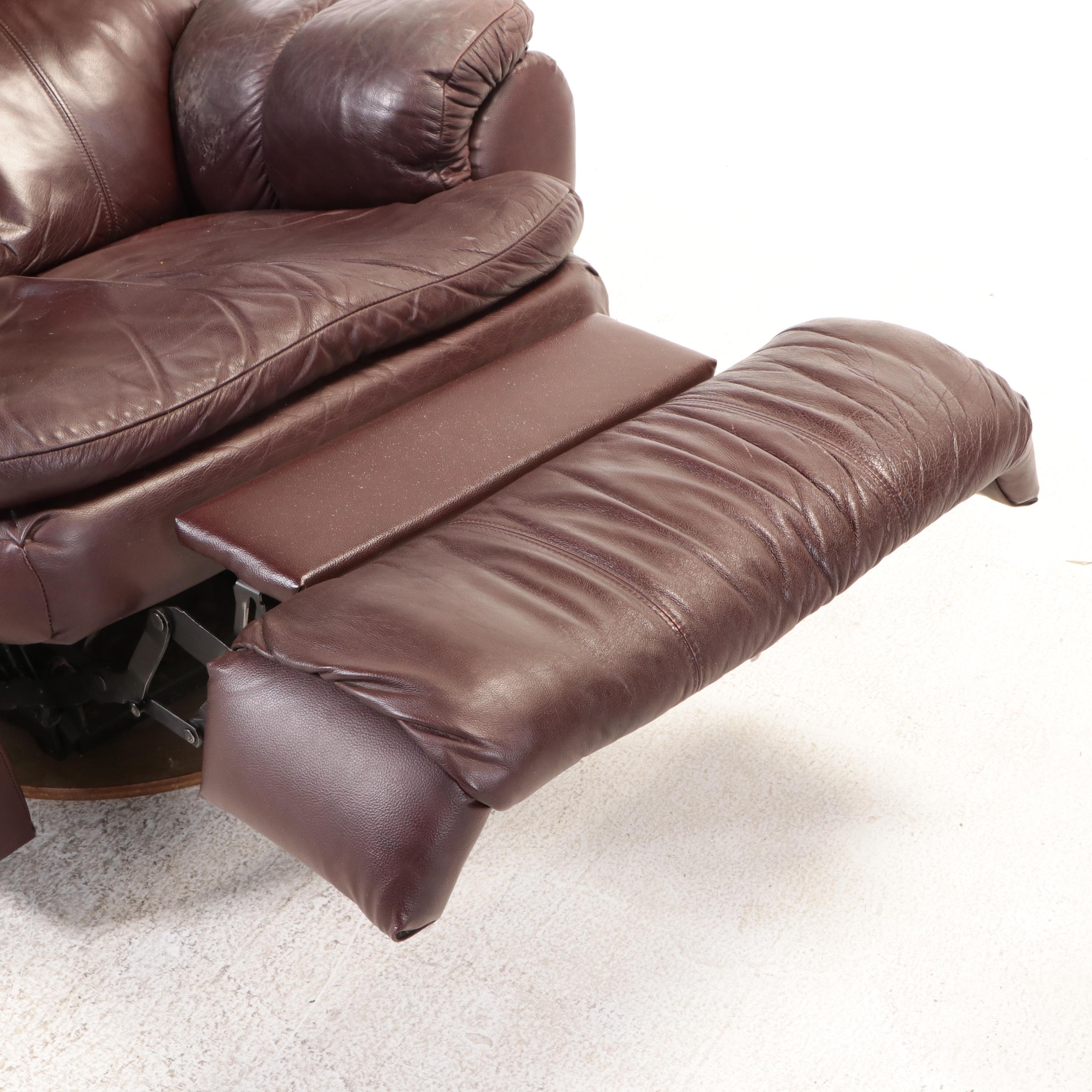 Pair of Faux Leather Swivel Recliners