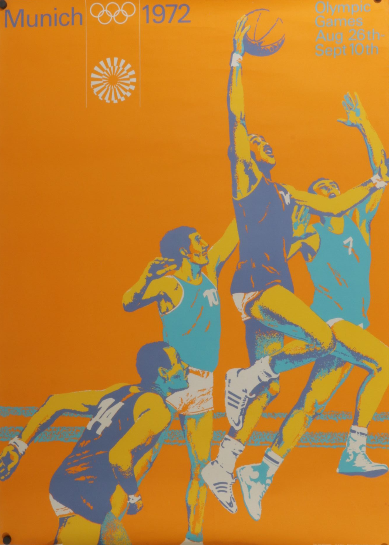 Max Mühlberger Basketball Advertising Poster for the 1972 Munich Olympic Games