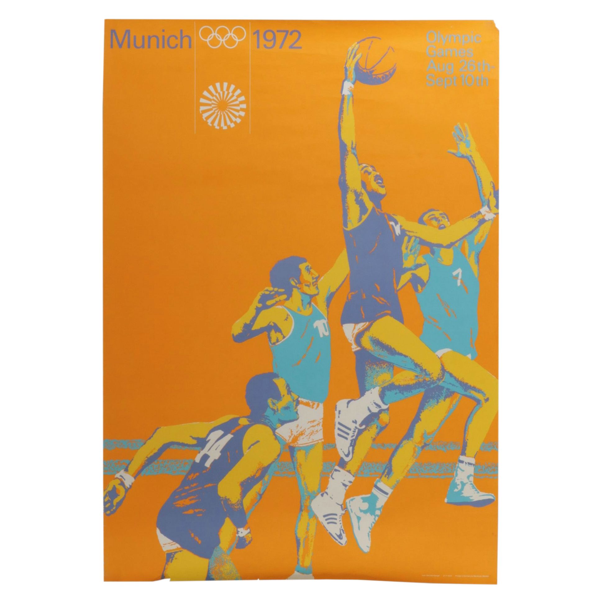 Max Mühlberger Basketball Advertising Poster for the 1972 Munich Olympic Games