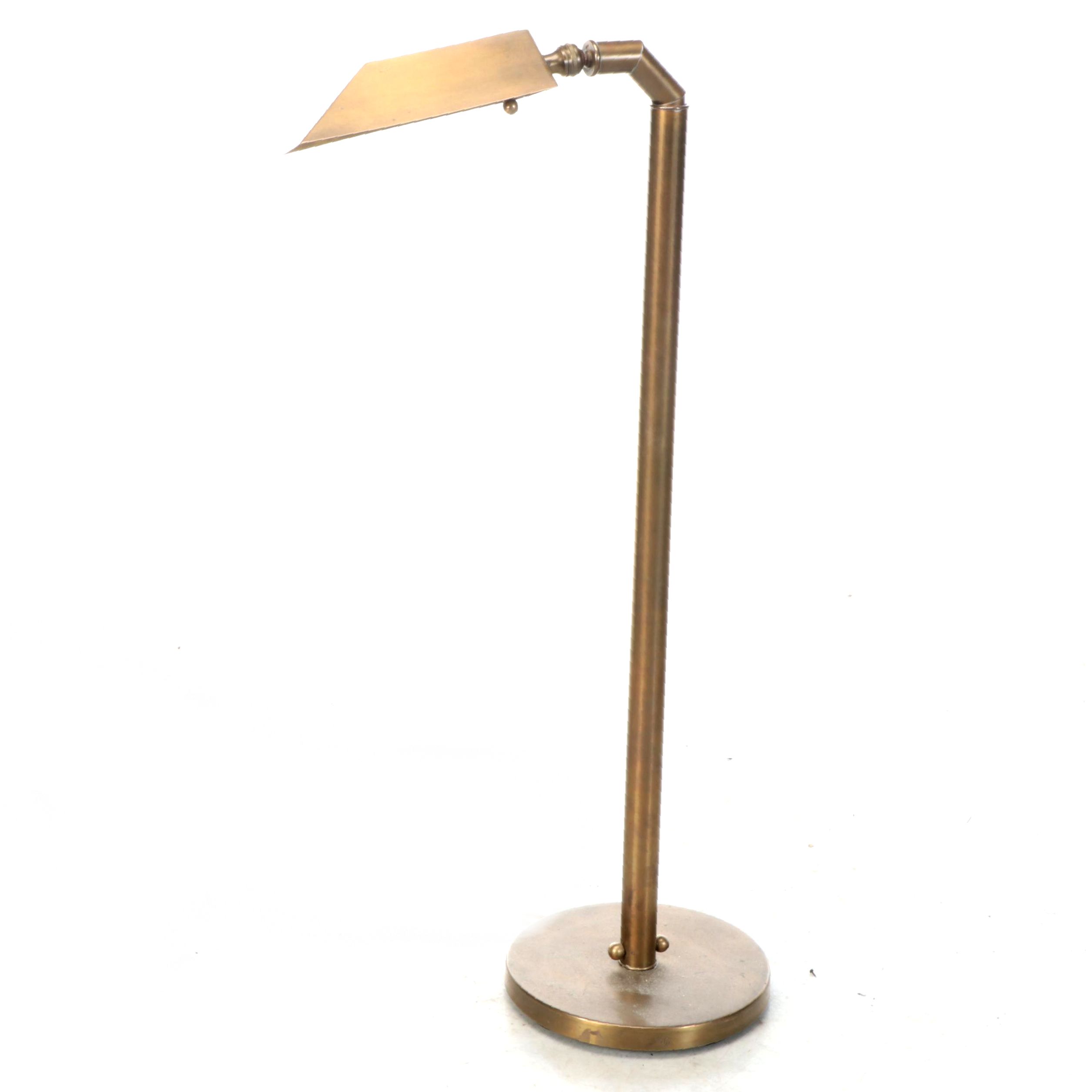 MCM Style Adjustable Brass Finish Floor Lamp