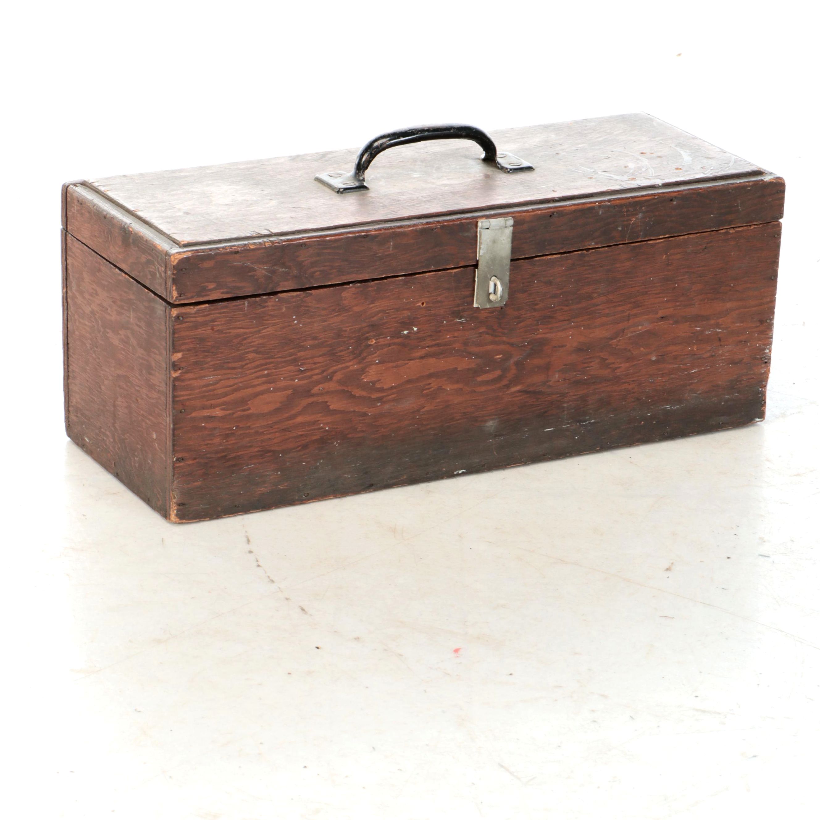 Oak Tool Chest with Assorted Vintage Hand Tools