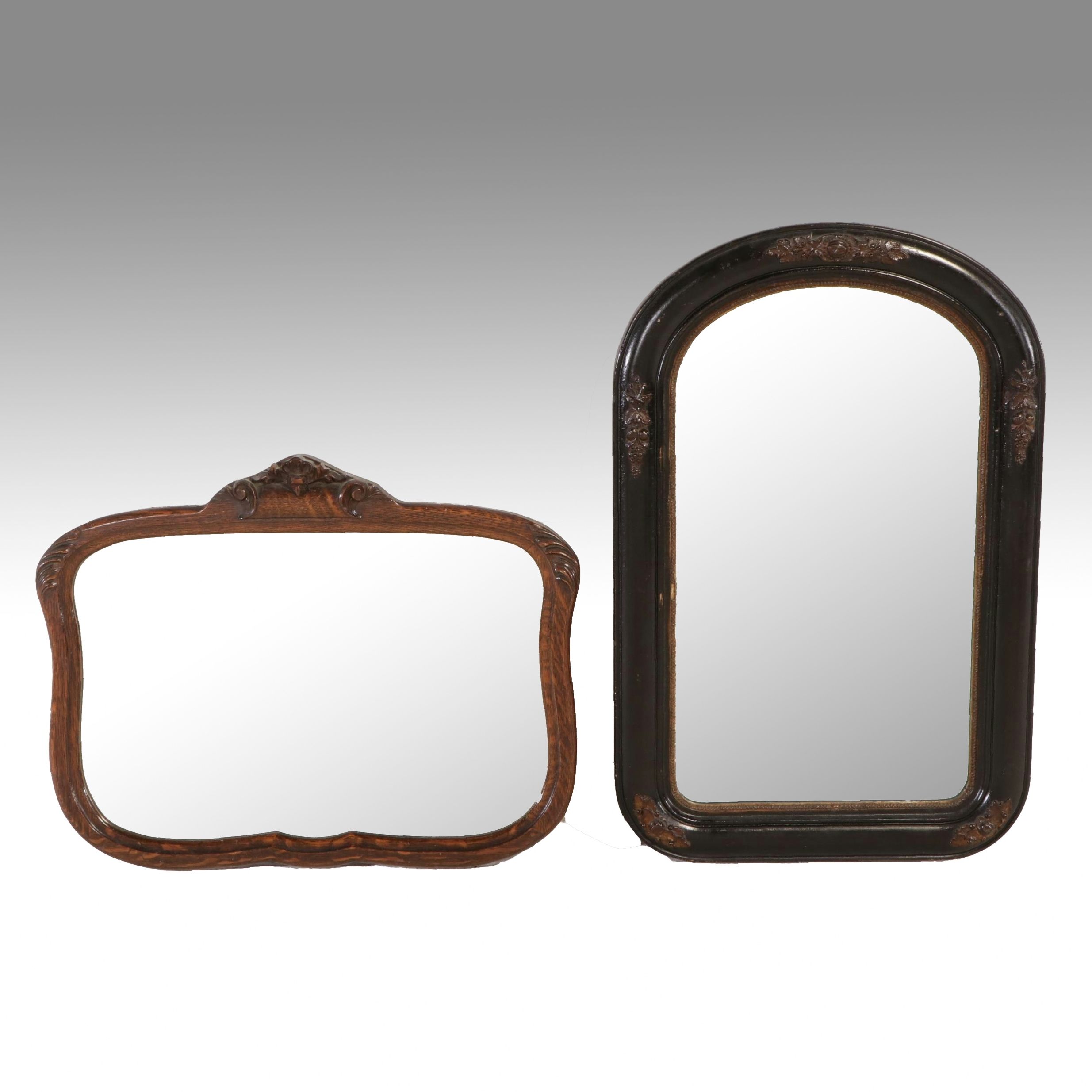 Victorian Ebonized Wood and Oak Wall Mirrors