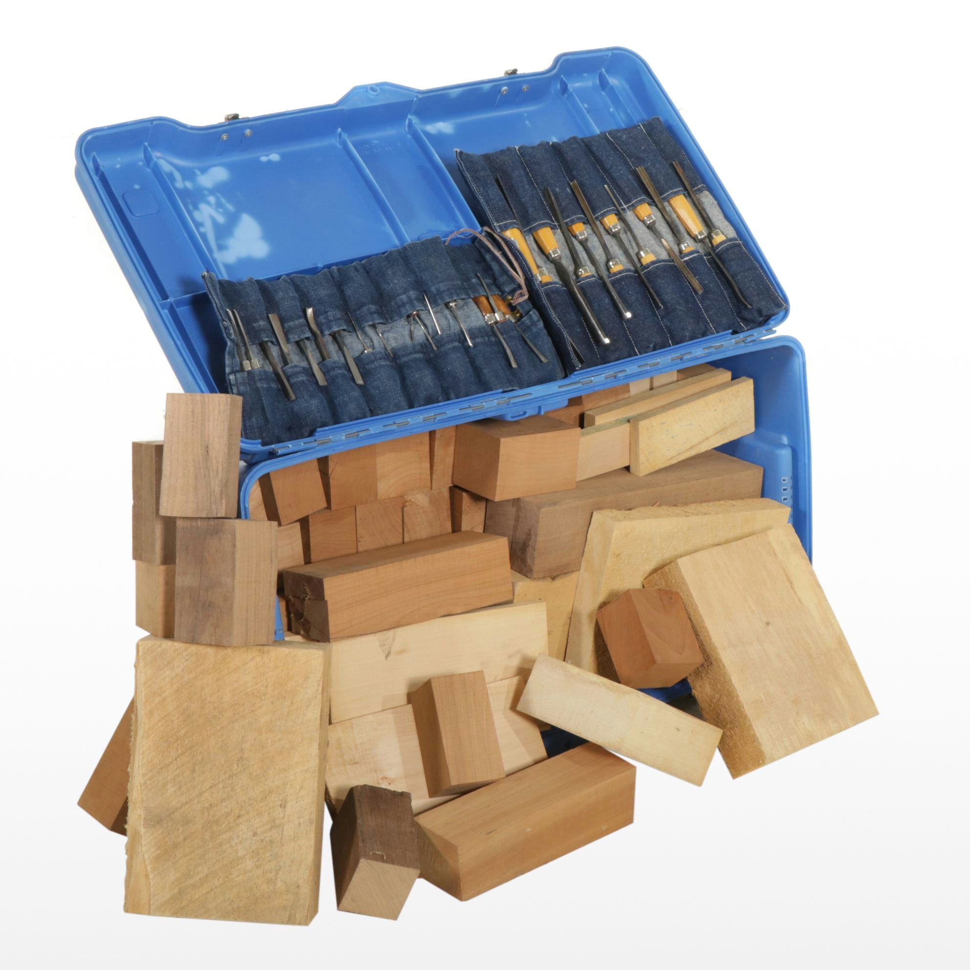 Henry-Taylor and Harmen Woodworking Chisels with Wood Blocks