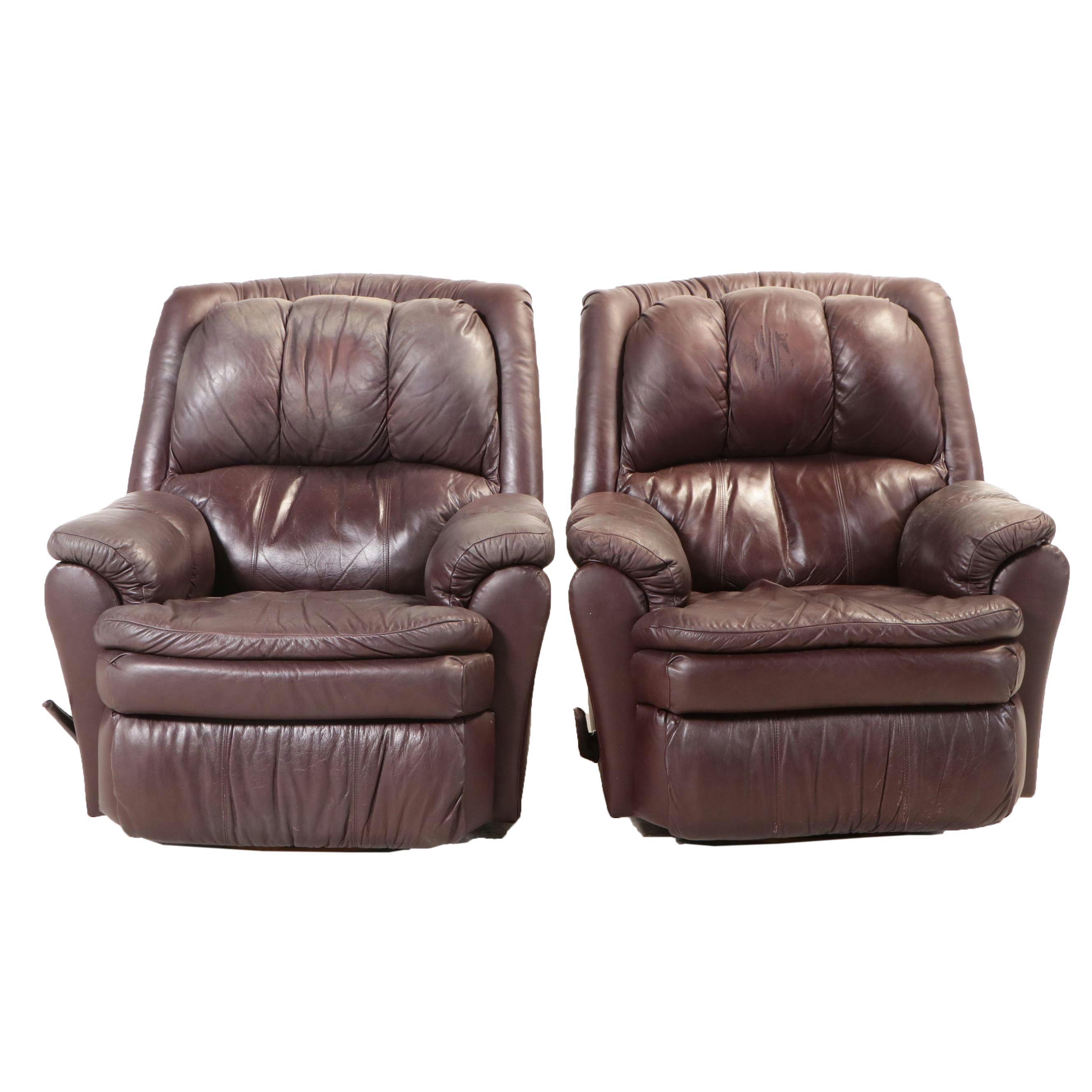 Pair of Faux Leather Swivel Recliners