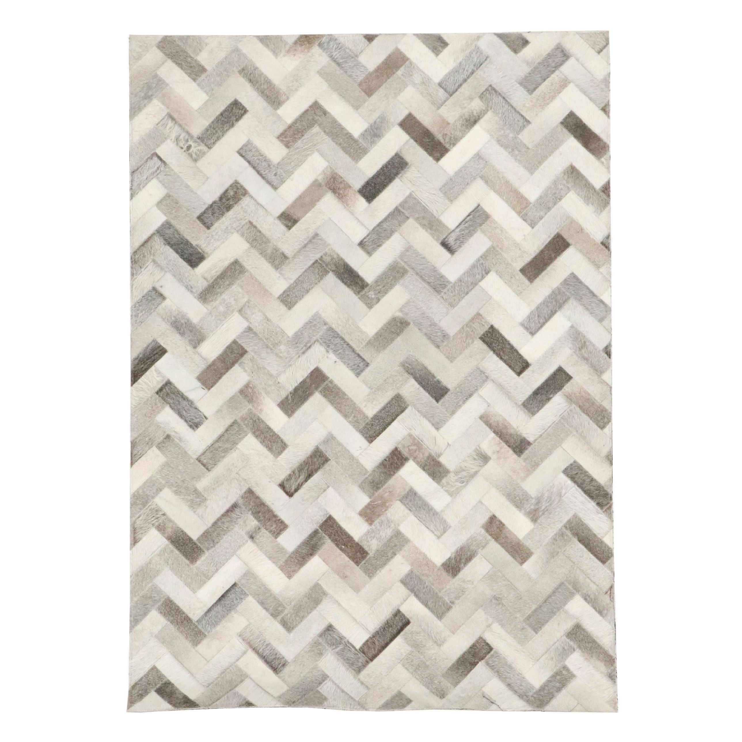 4'3 x 6' Handmade Patchwork Cowhide Area Rug