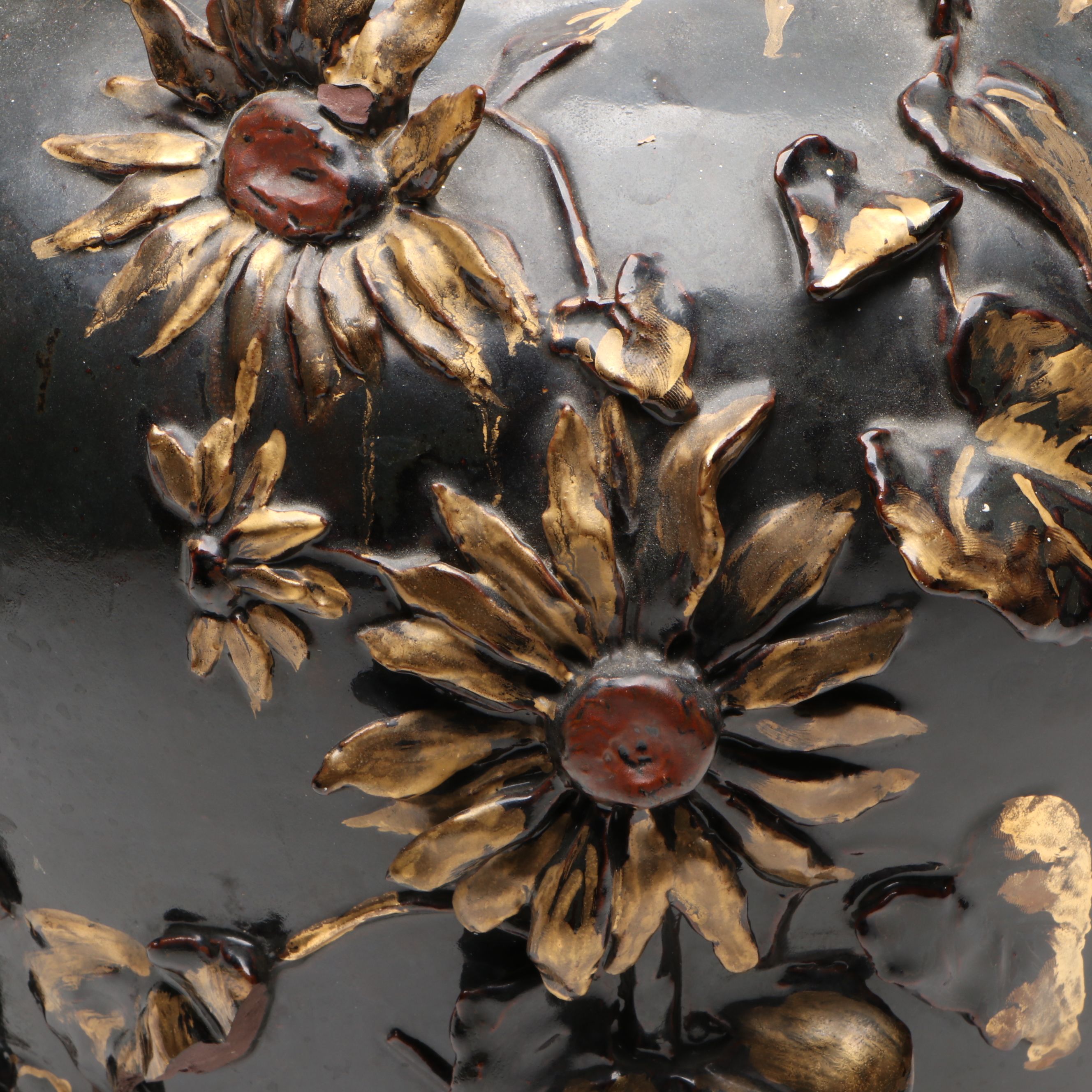 Attributed to Rookwood Pottery High Relief Floral Jardinière, Circa 1880s