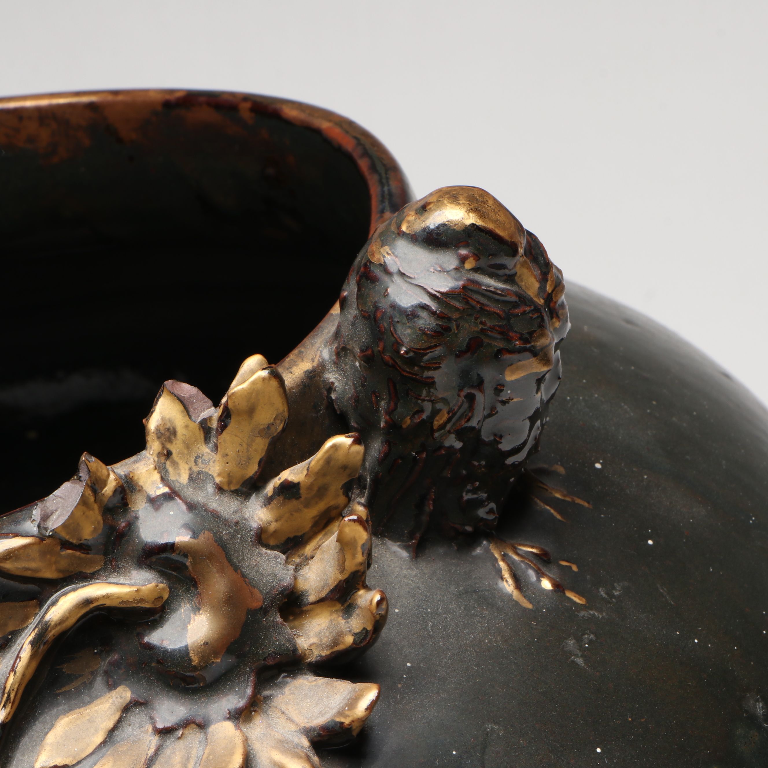 Attributed to Rookwood Pottery High Relief Floral Jardinière, Circa 1880s