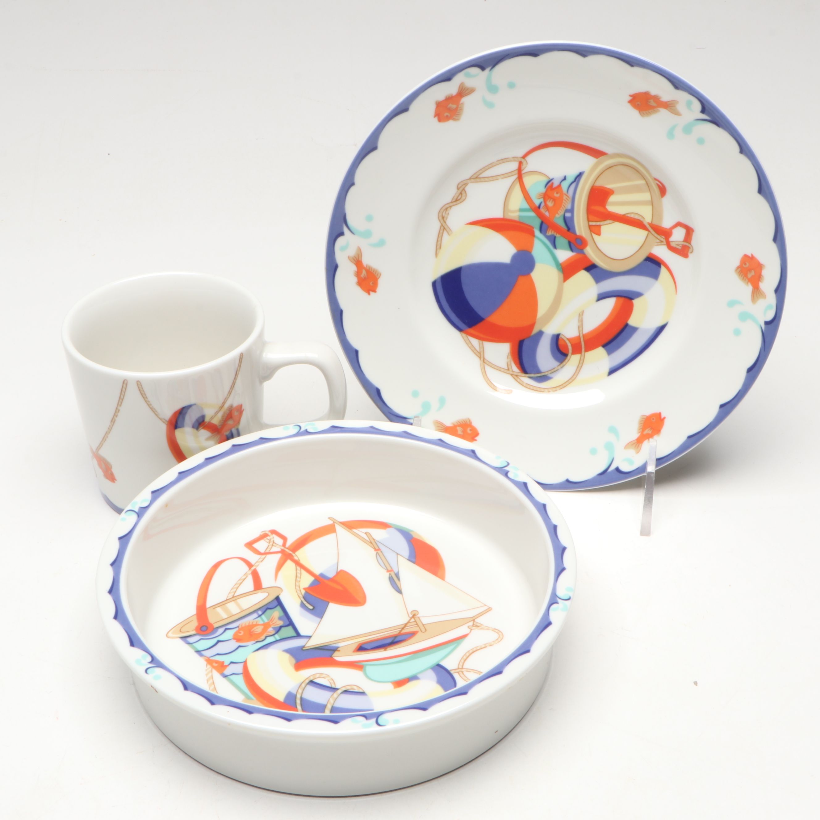Tiffany & Co. "Seashore" Child's Set with Spode Disney Plate and More Ceramics