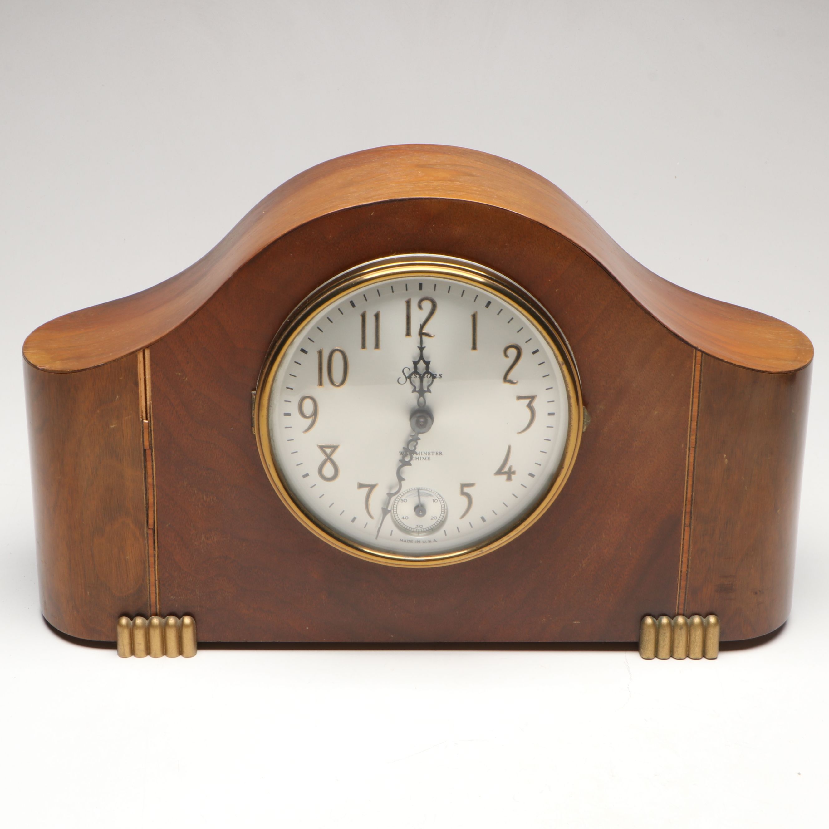 Sessions Wood Veneer Mantel Clock with Westminster Chime, Mid-20th C.