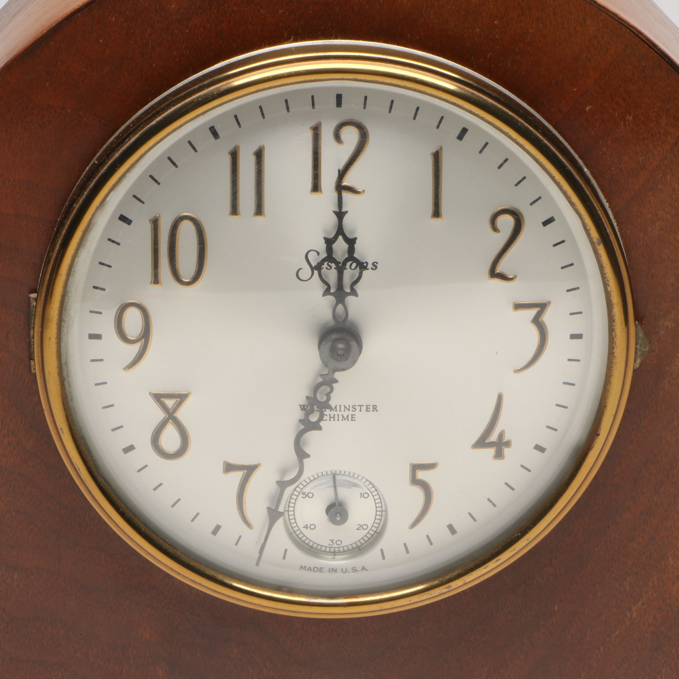 Sessions Wood Veneer Mantel Clock with Westminster Chime, Mid-20th C.