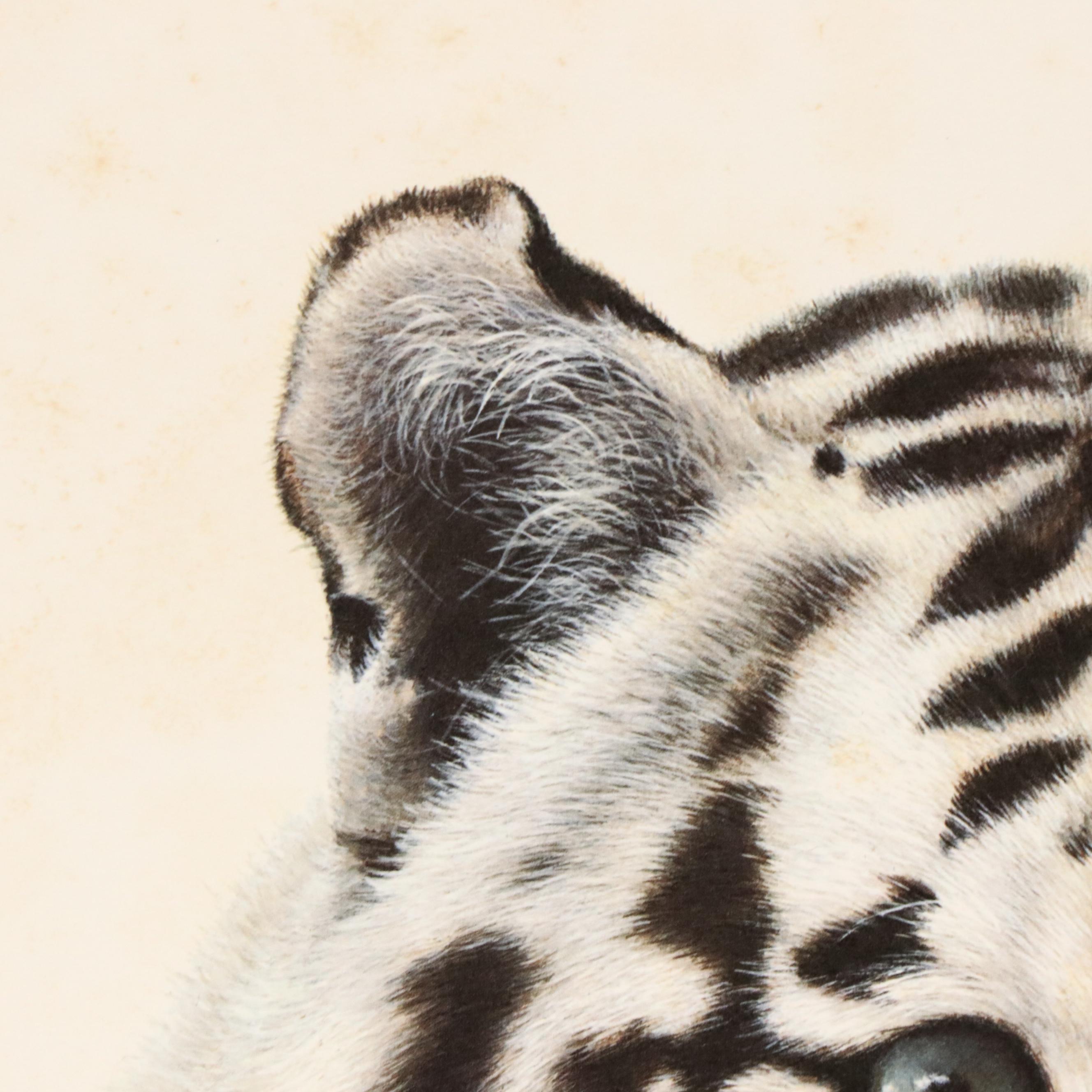 Charles Fracé Offset Lithograph "White Tiger," Circa 1980