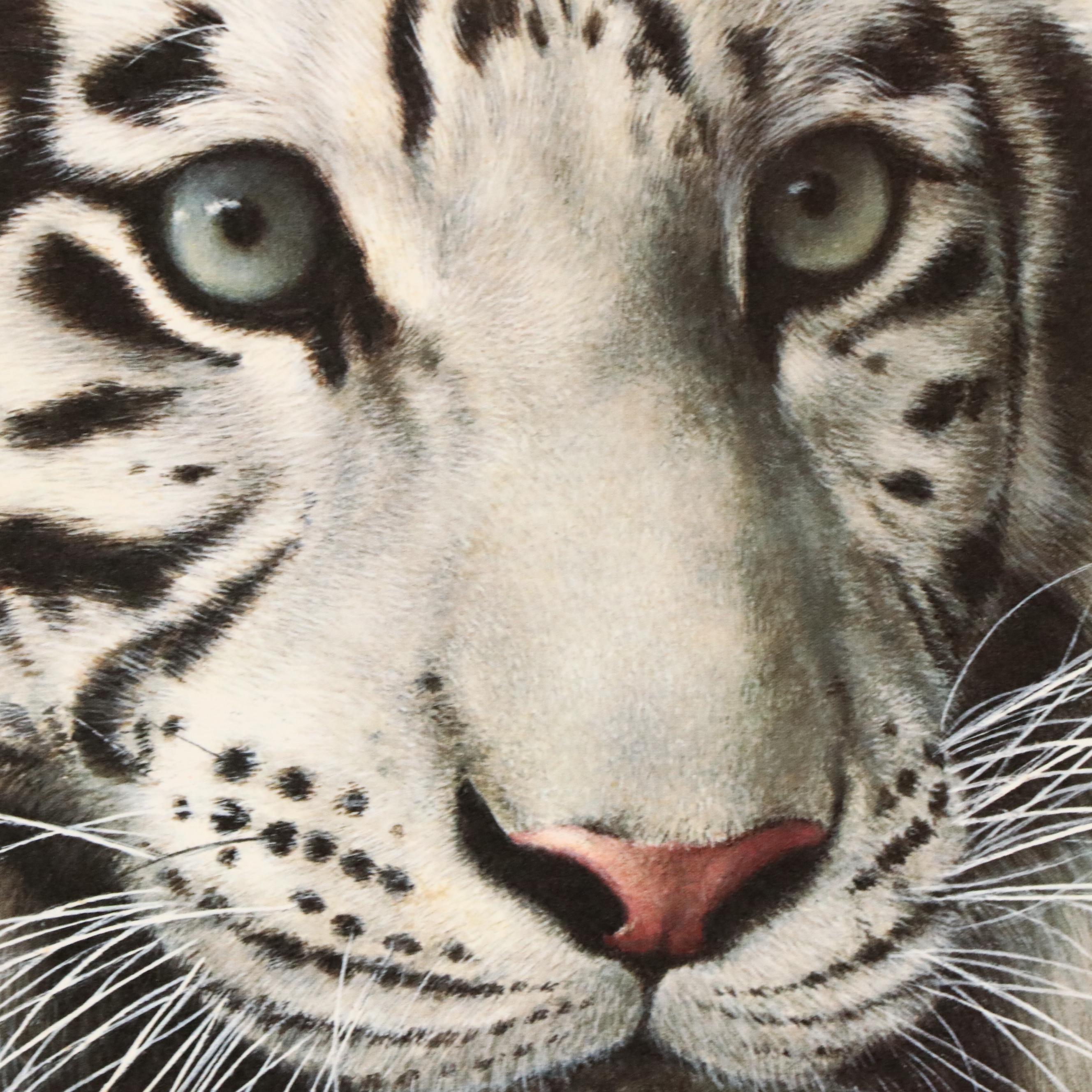Charles Fracé Offset Lithograph "White Tiger," Circa 1980