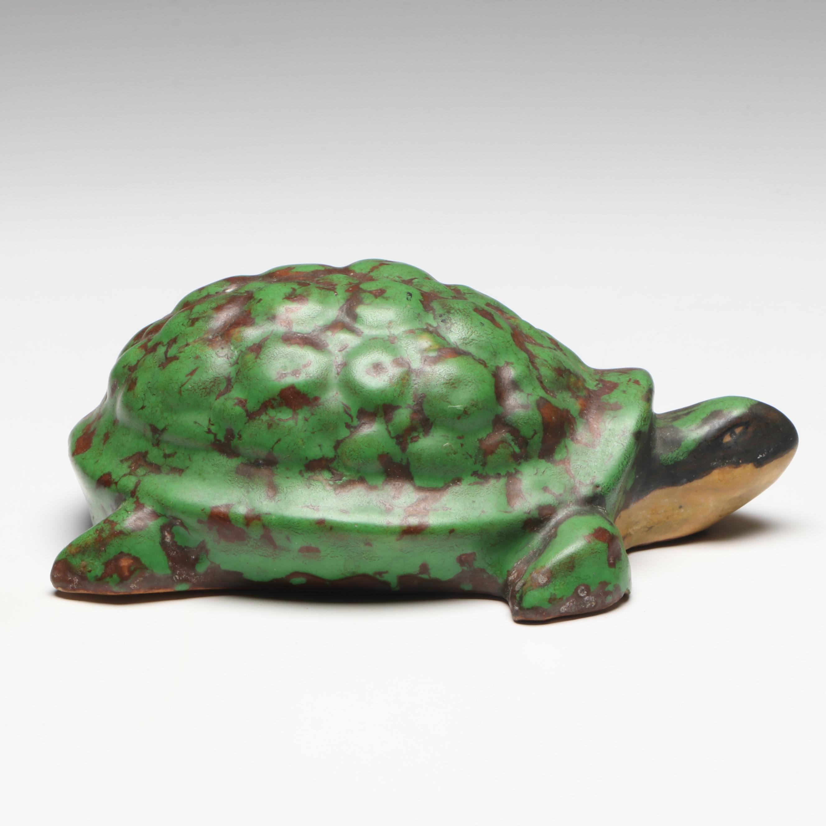 Weller Pottery Coppertone Turtle Figure