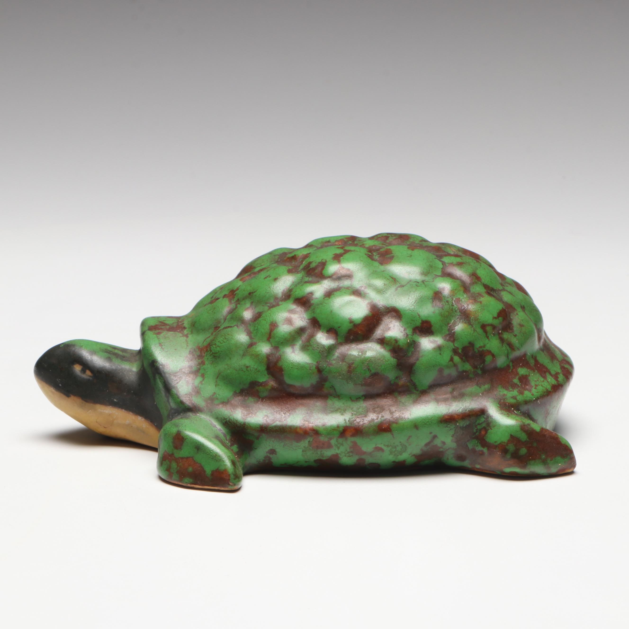 Weller Pottery Coppertone Turtle Figure