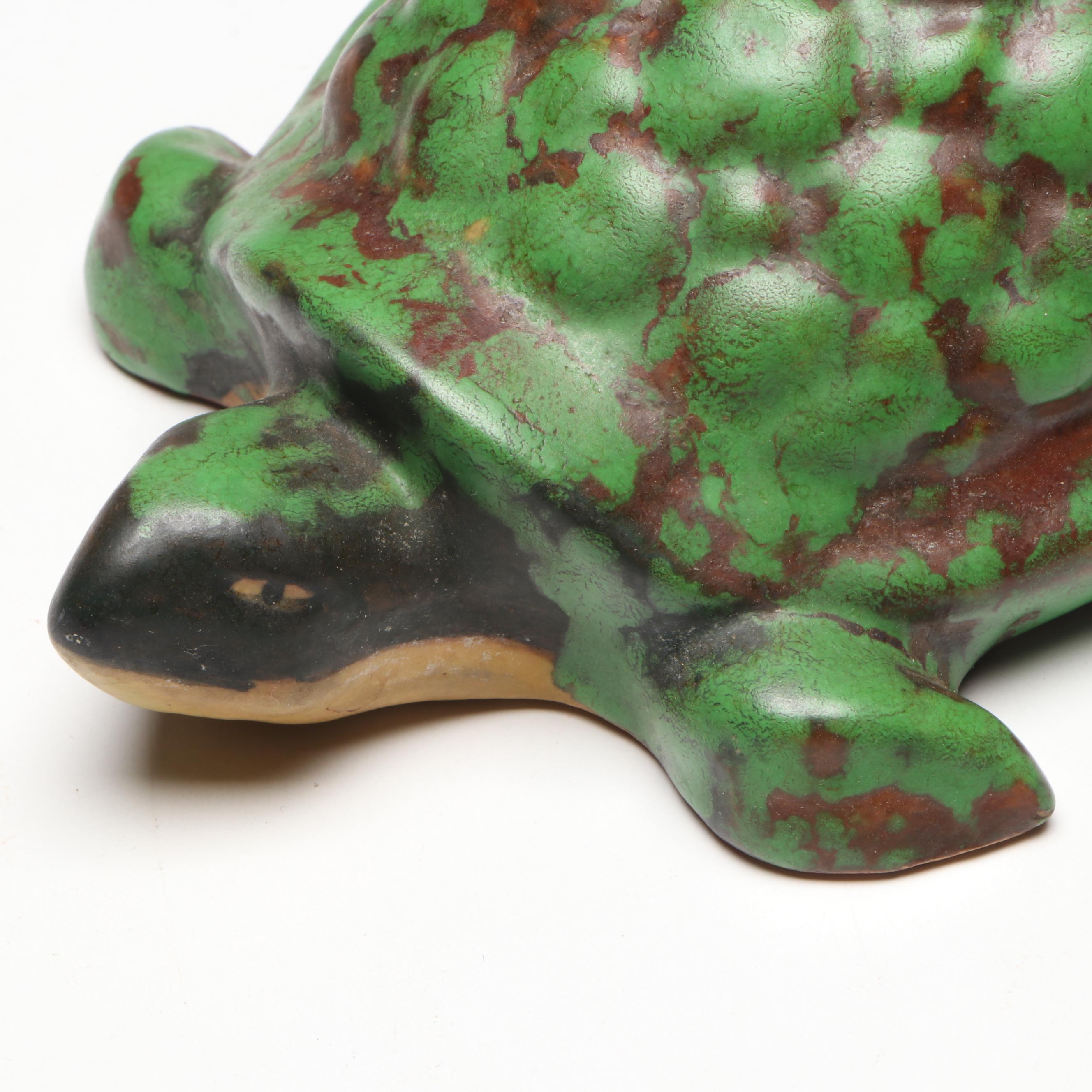 Weller Pottery Coppertone Turtle Figure