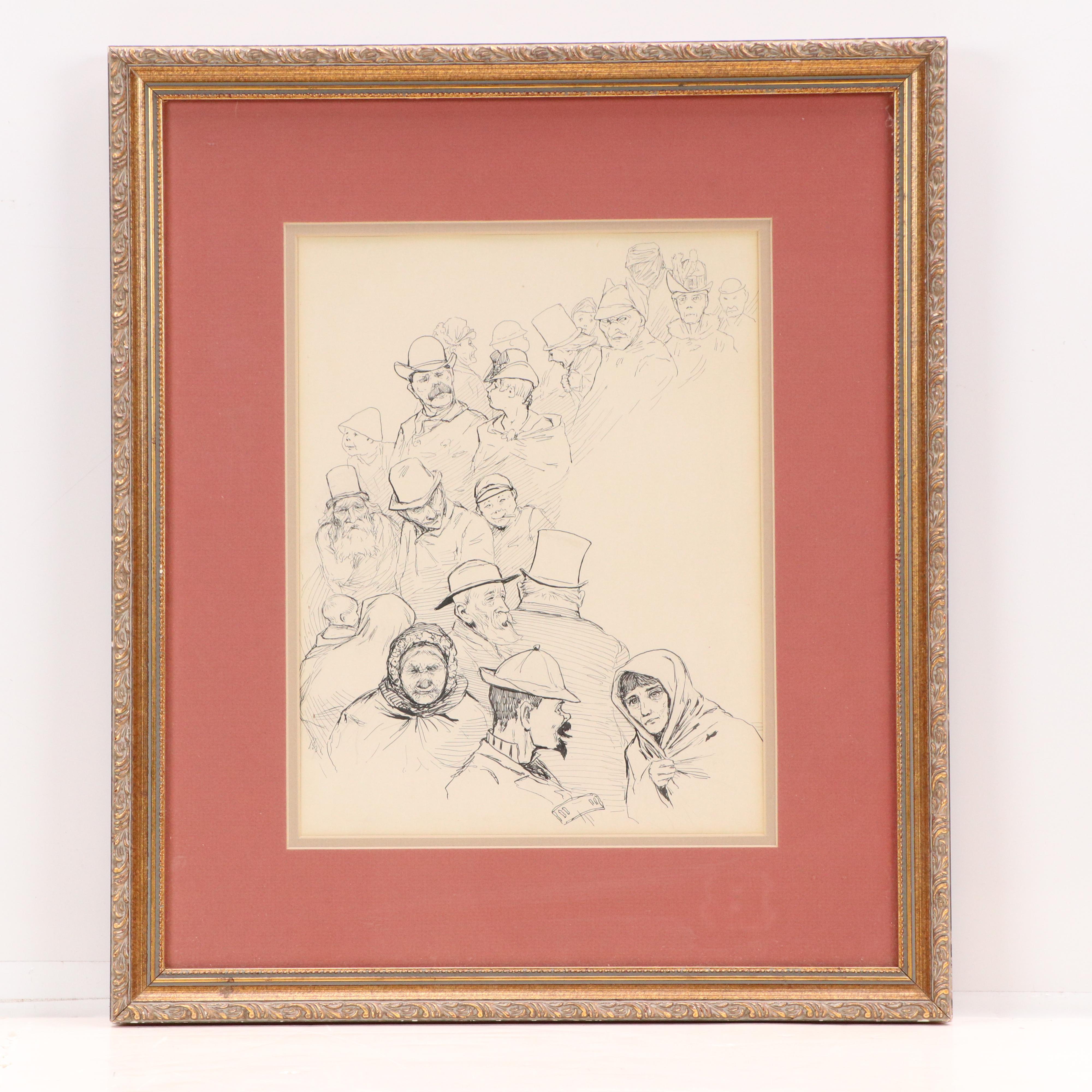 Daniel and Harry Beard Figural Ink Illustrations, Circa 1890