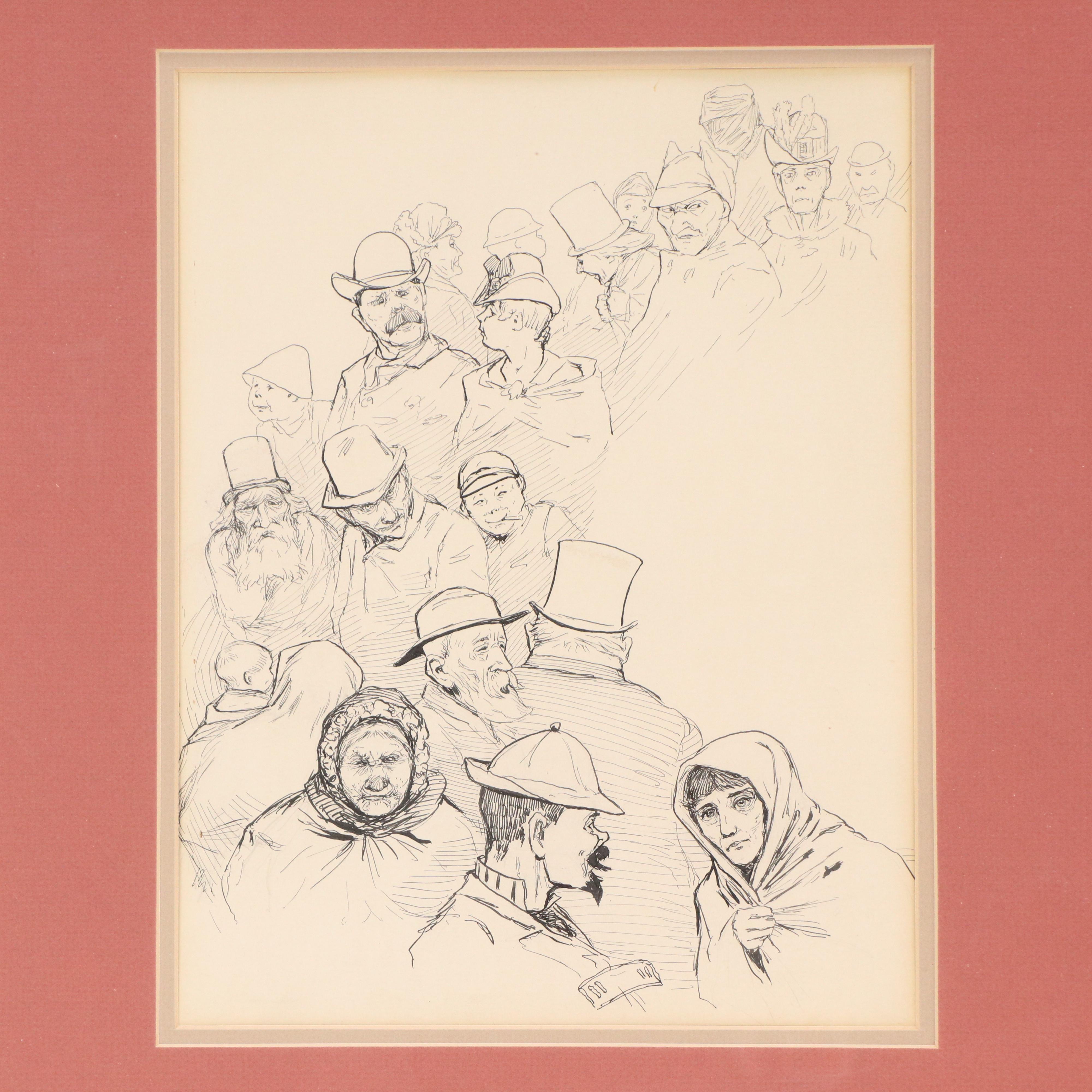 Daniel and Harry Beard Figural Ink Illustrations, Circa 1890