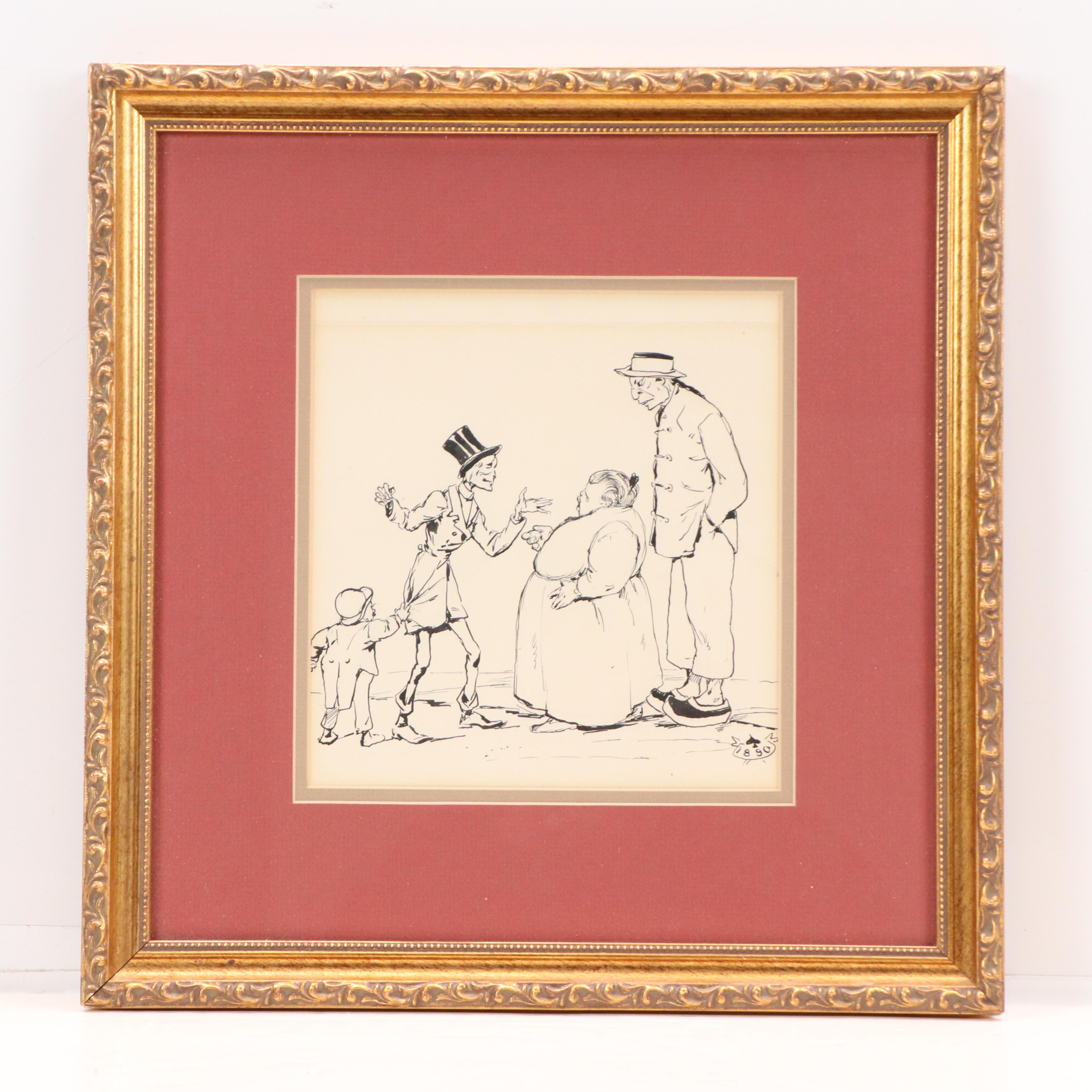 Daniel and Harry Beard Figural Ink Illustrations, Circa 1890