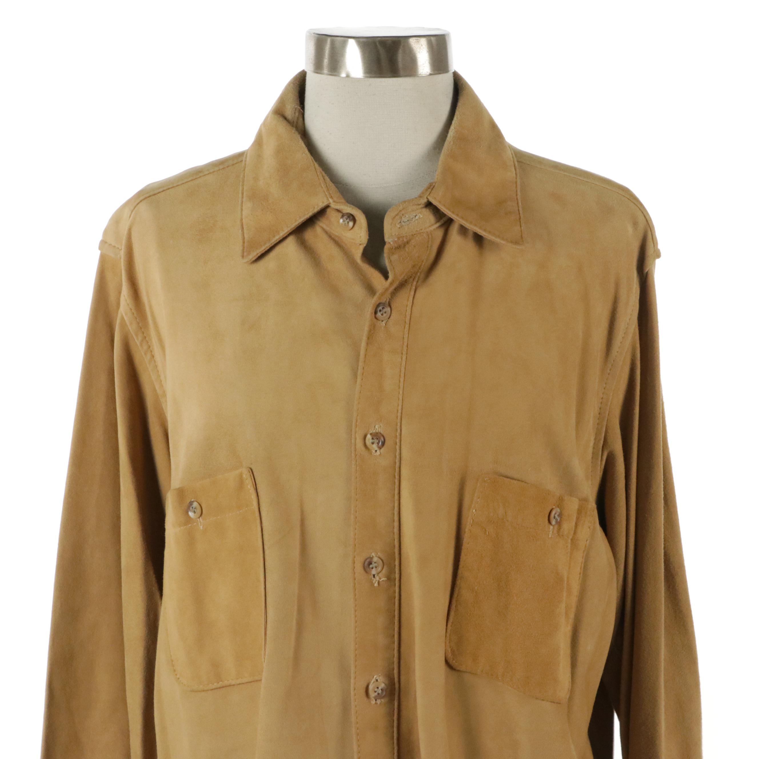 Burberrys Vintage Suede Button-Up Shirt