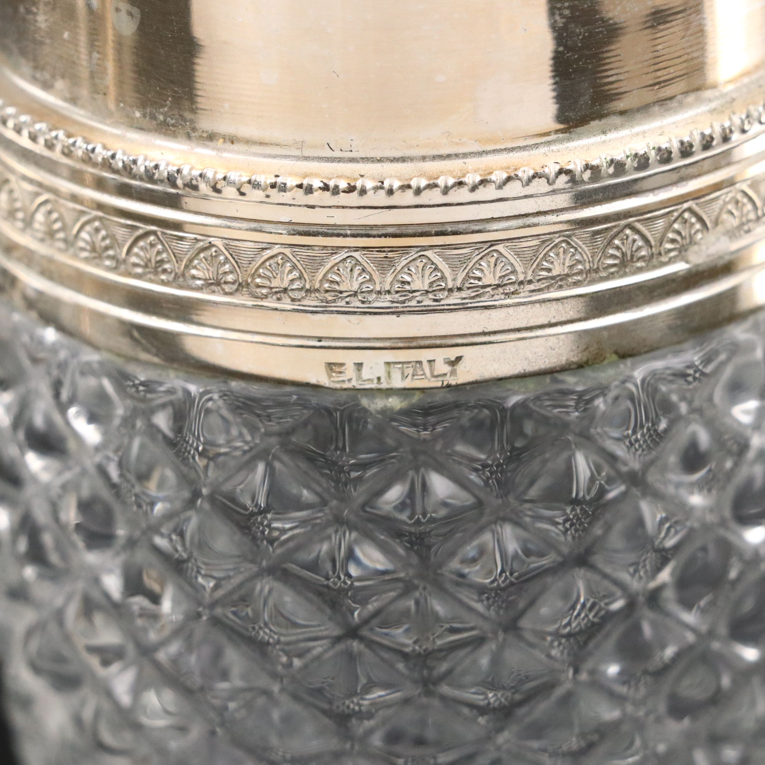 Fenton "Lincoln Inn Clear" Water Goblets with Cut Crystal Pitchers, Vintage