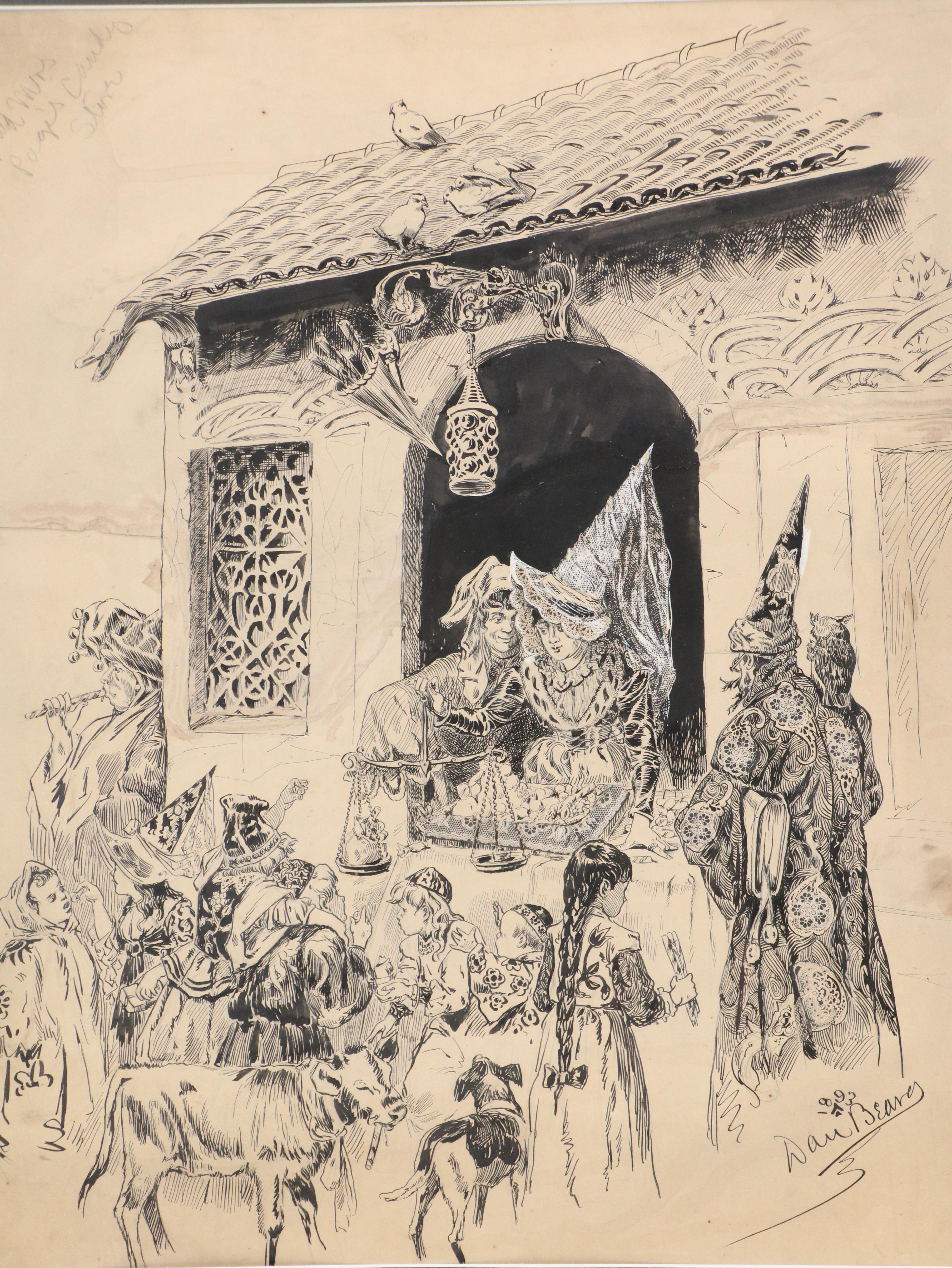 Daniel Beard Fantasy Ink Illustration "Mr. and Mrs. Page's Candy Store," 1993