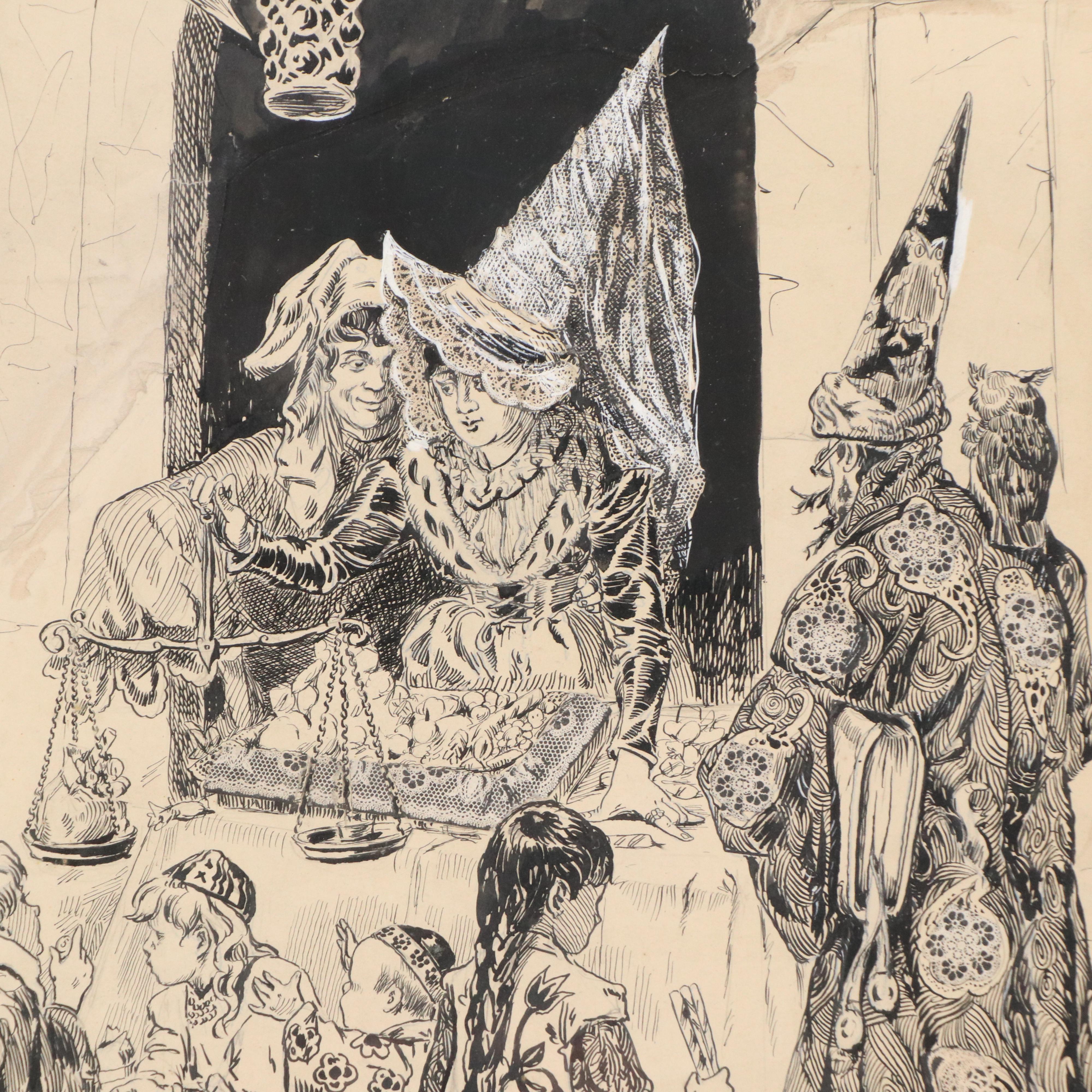 Daniel Beard Fantasy Ink Illustration "Mr. and Mrs. Page's Candy Store," 1993