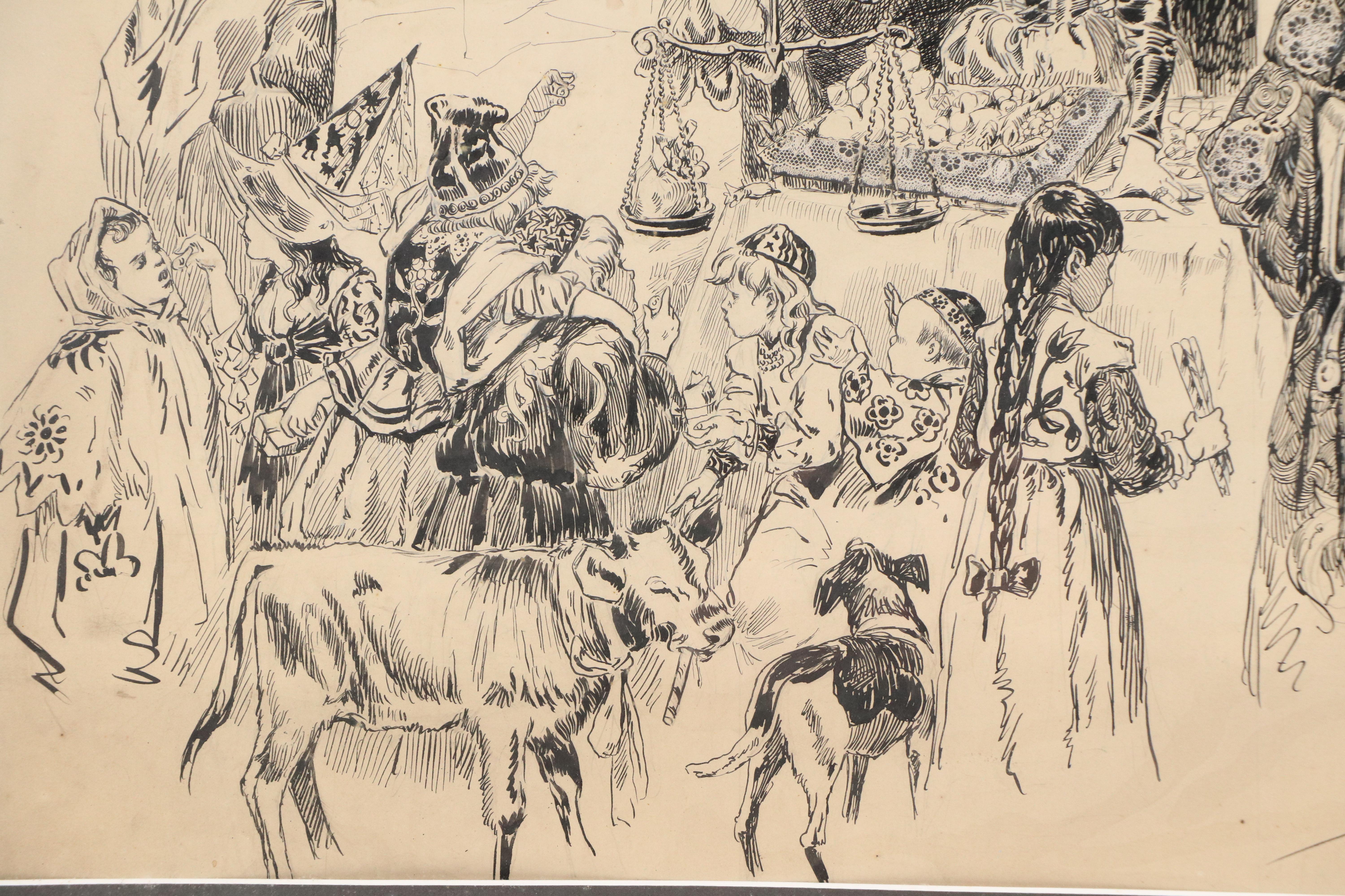 Daniel Beard Fantasy Ink Illustration "Mr. and Mrs. Page's Candy Store," 1993