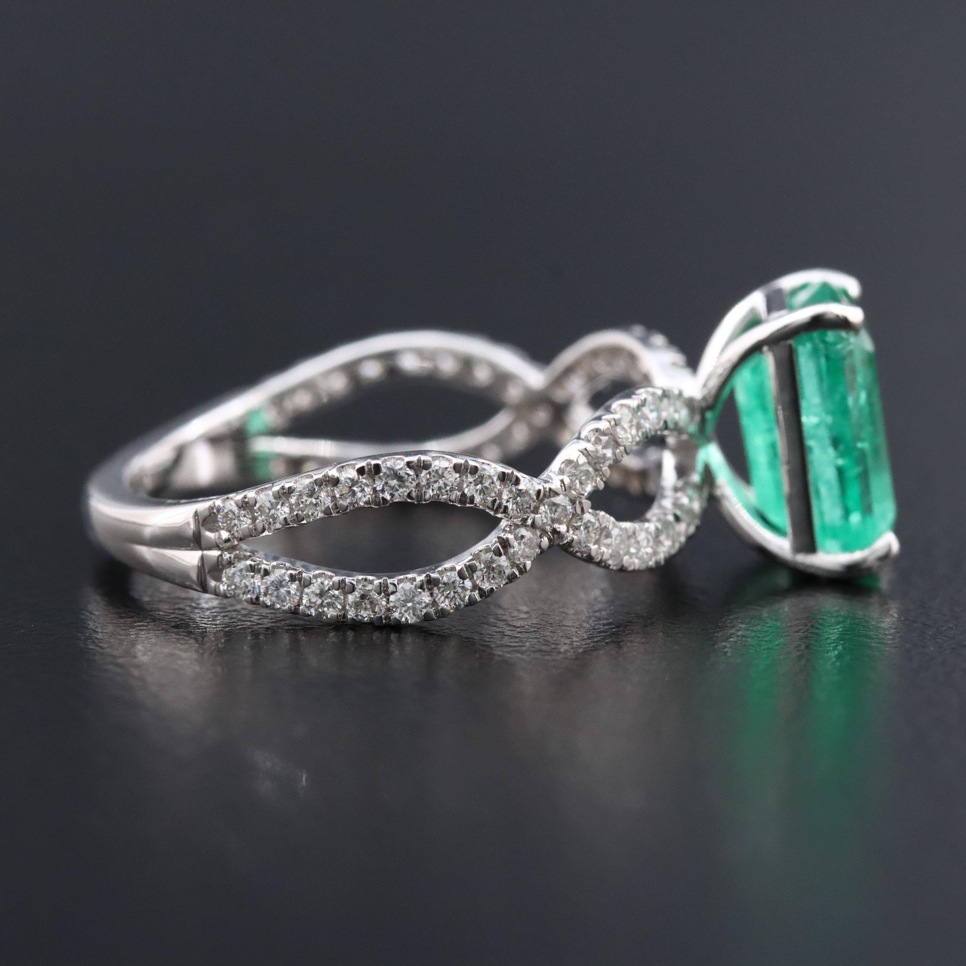18K 1.82 CT Emerald and Diamond Ring