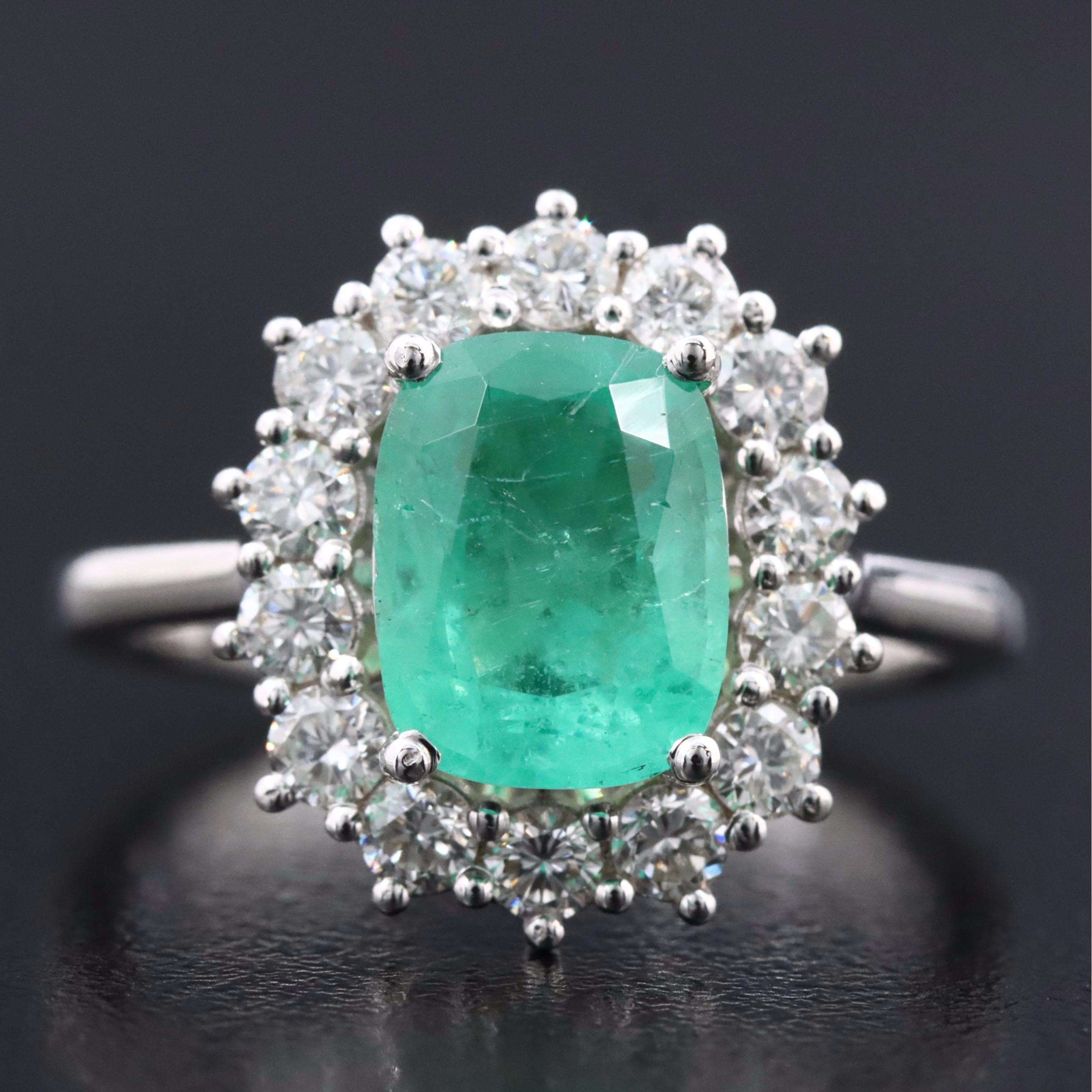 18K 1.90 CT Emerald and Diamond Ring