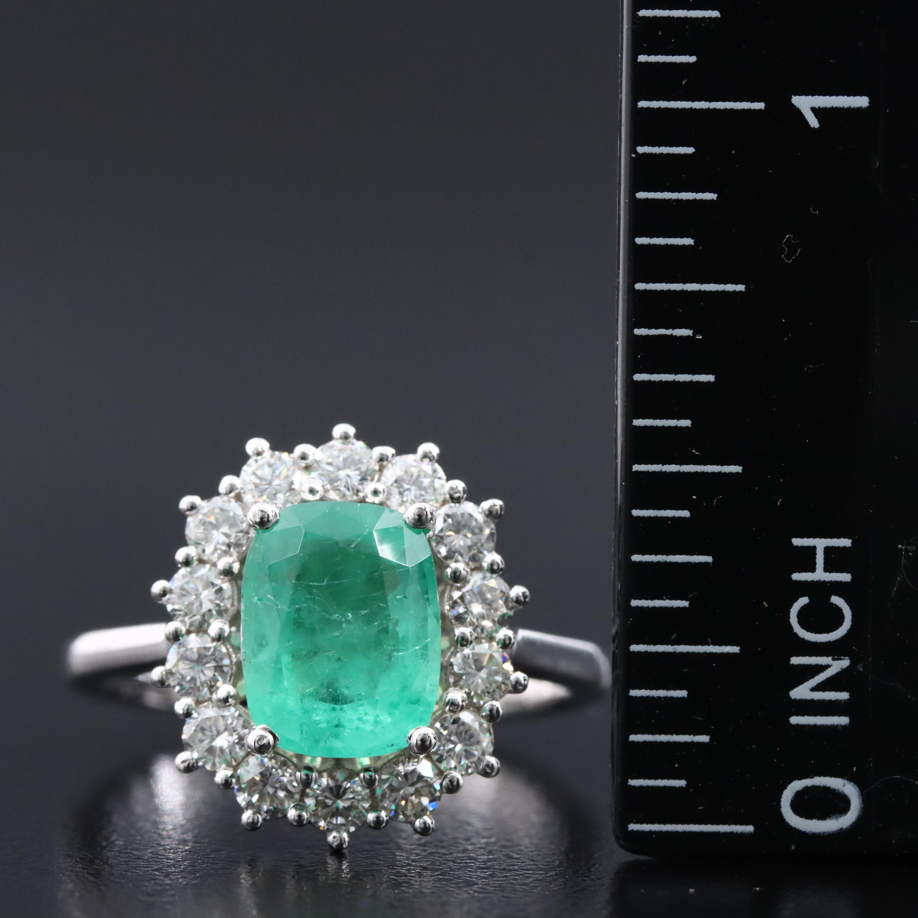 18K 1.90 CT Emerald and Diamond Ring