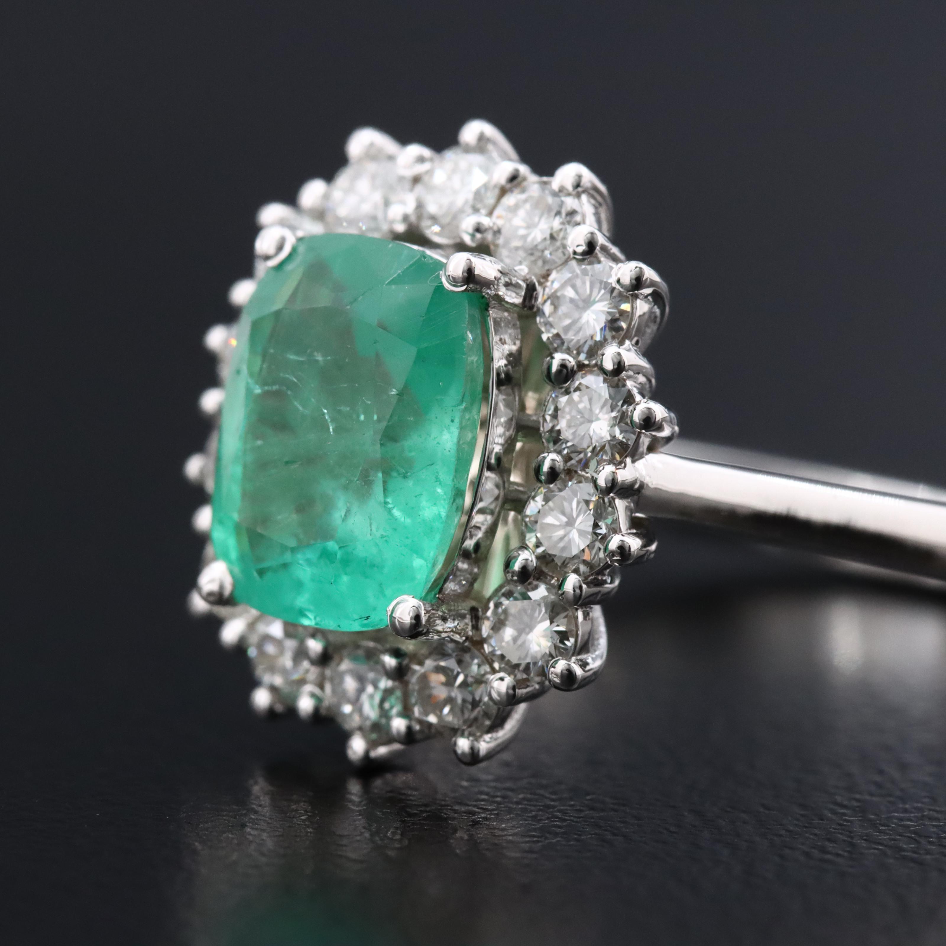 18K 1.90 CT Emerald and Diamond Ring