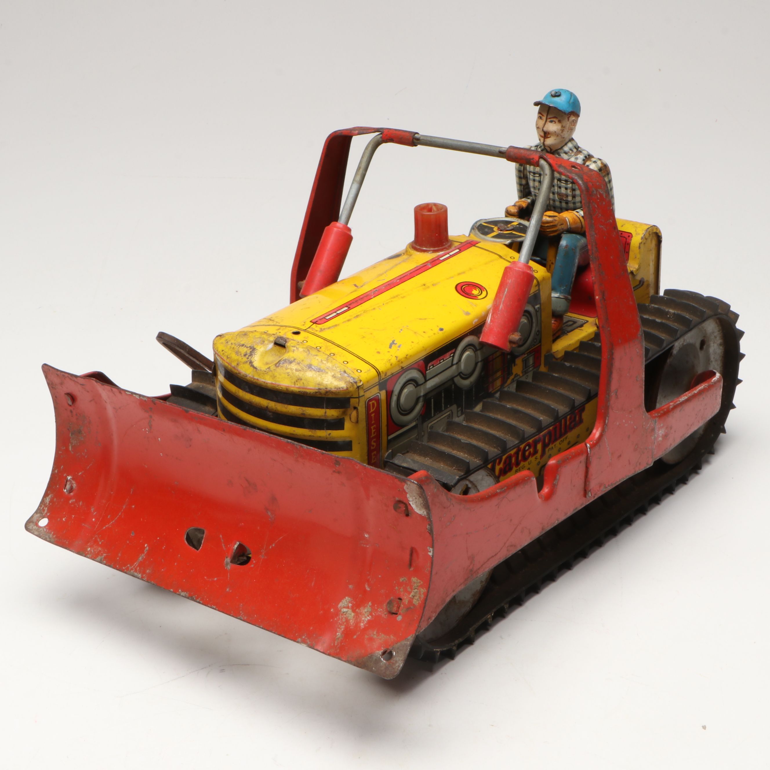 Marx "Caterpillar" Tin Litho Wind-Up Tractor Toy, Mid-20th Century