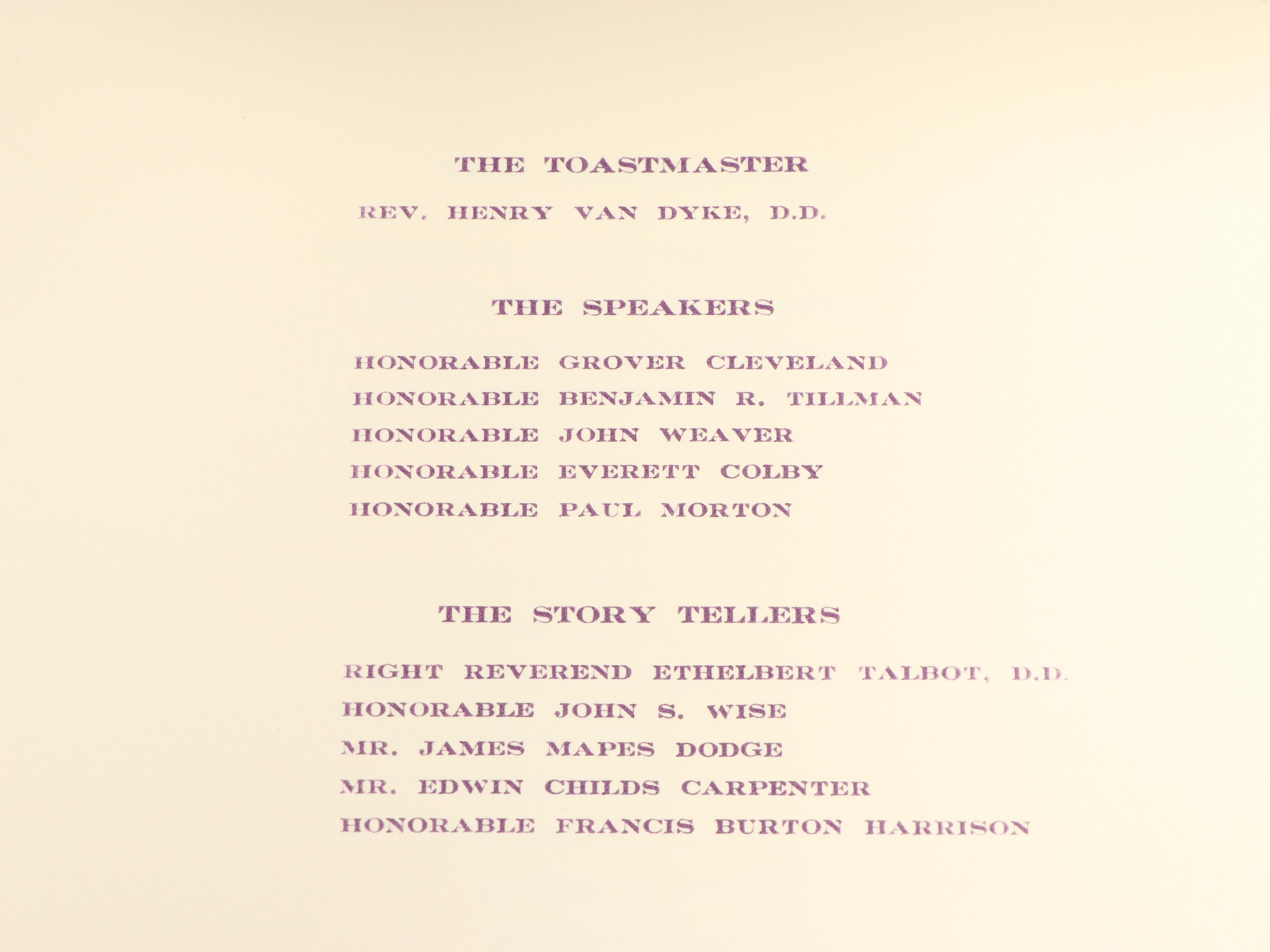 Signed 1906 Periodical Publishers Association Annual Dinner Program