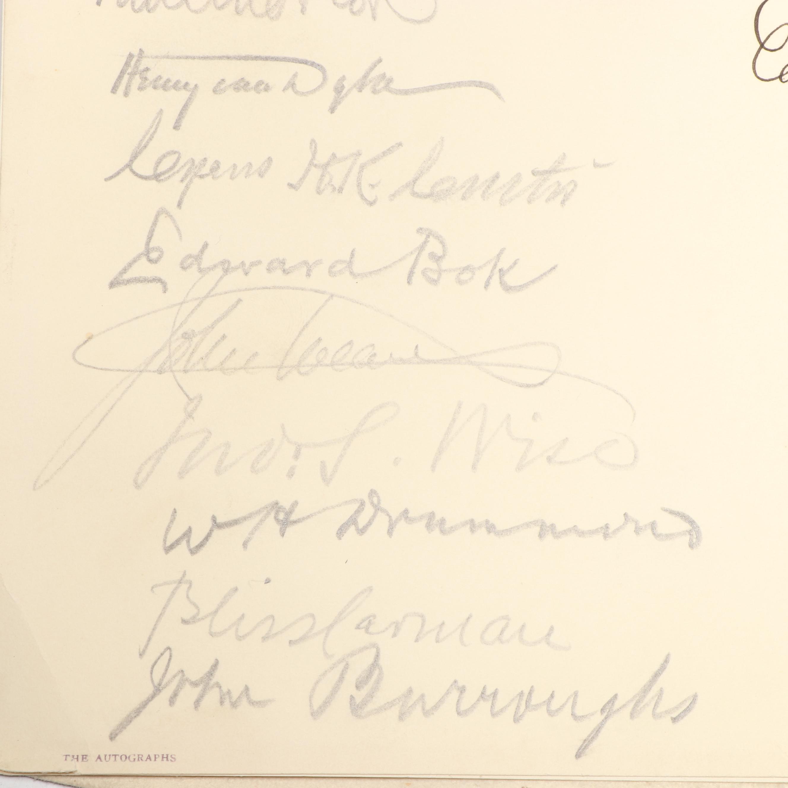 Signed 1906 Periodical Publishers Association Annual Dinner Program