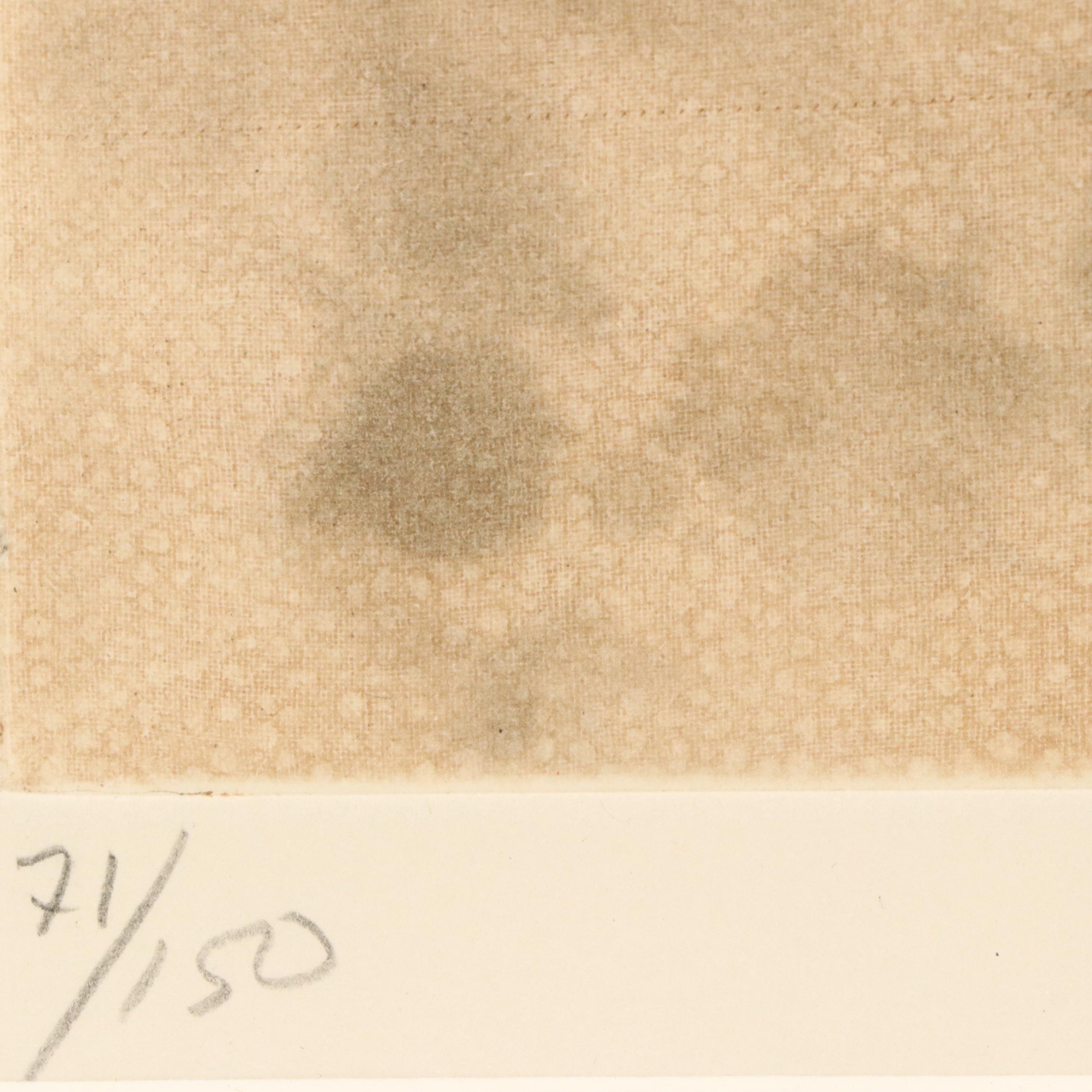 Graciela Rodo Boulanger Etching With Aquatint Woman in Striped Dress With Birds