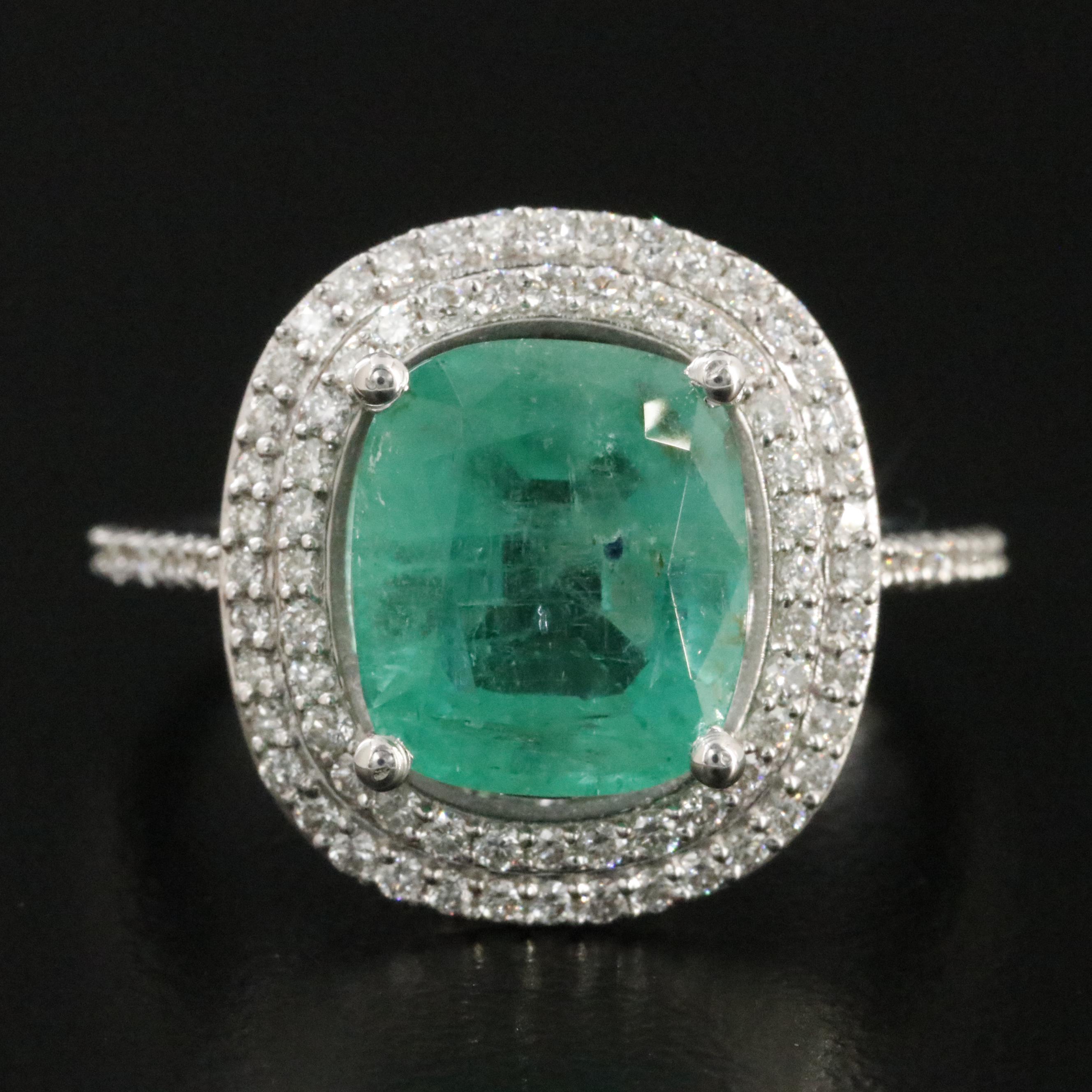 18K 2.98 CT Emerald and Diamond Ring